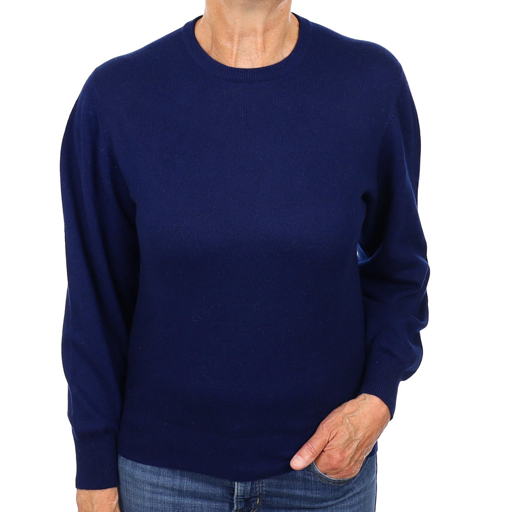 French Navy Cashmere Crew Neck Jumper Medium