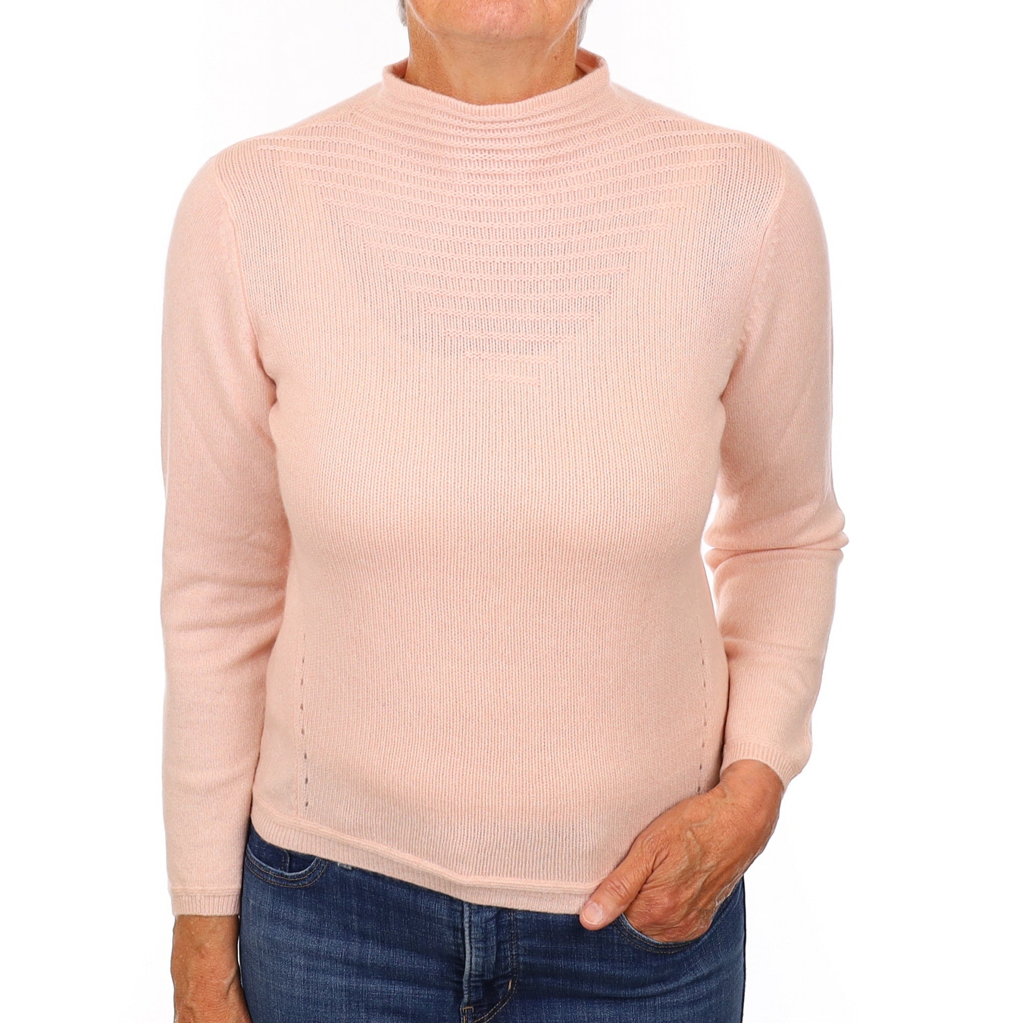 Shell Pink Cashmere Turtleneck Jumper Medium