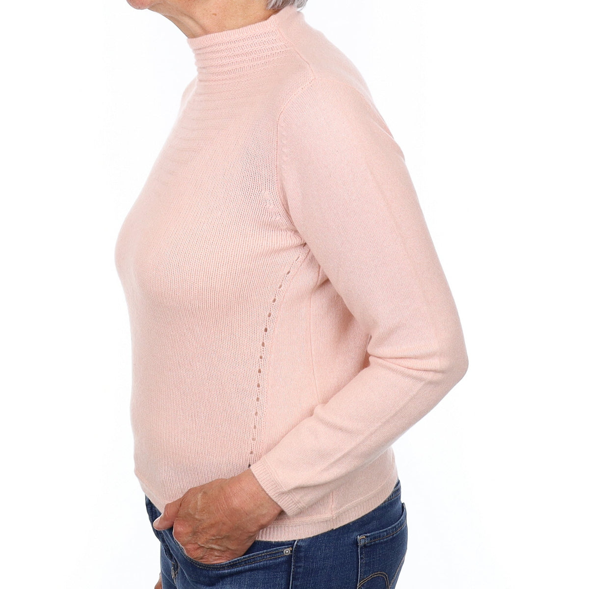 Shell Pink Cashmere Turtleneck Jumper Medium