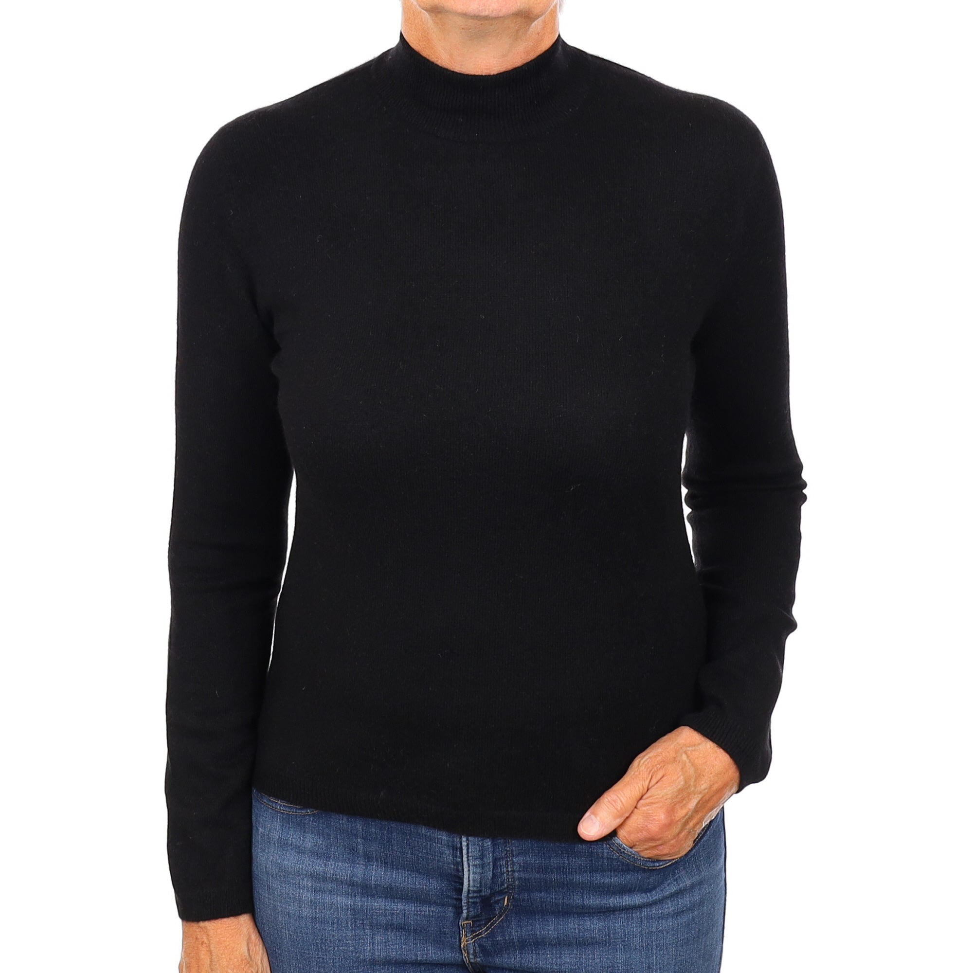 Black Cashmere Turtleneck Jumper Medium