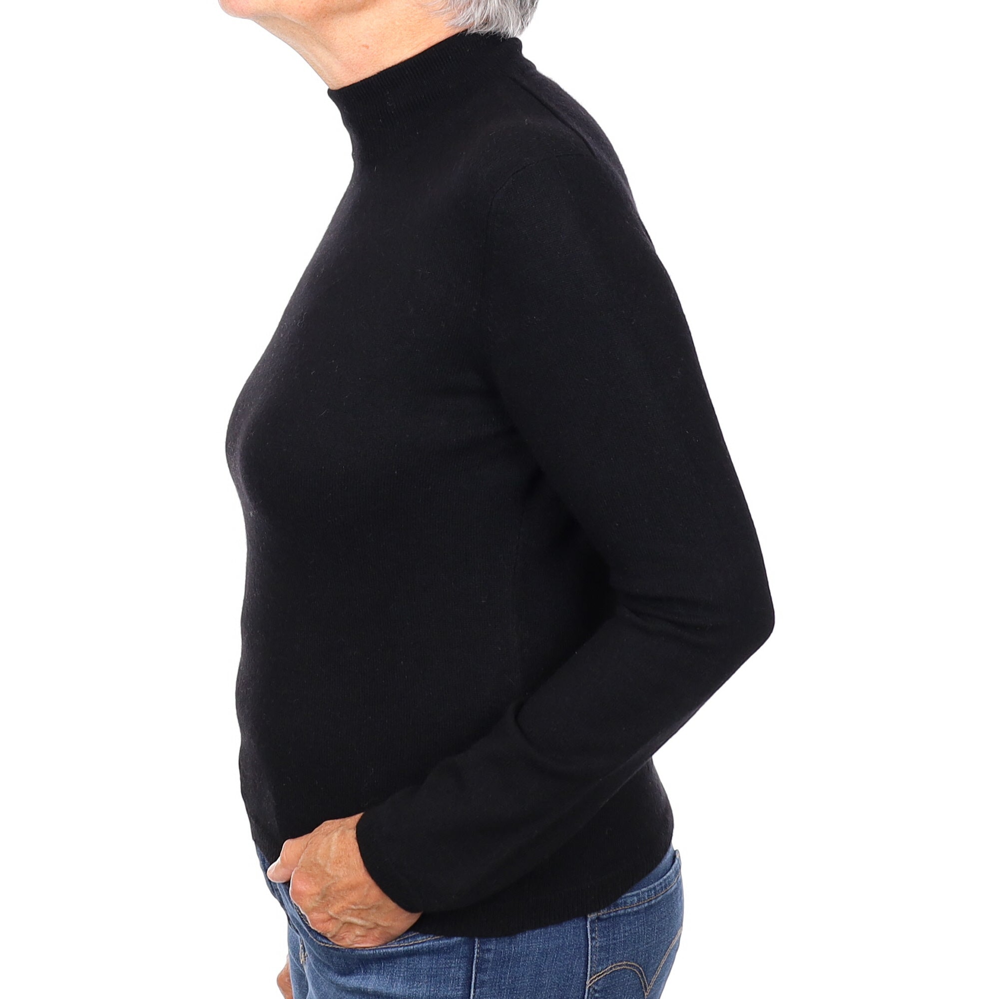Black Cashmere Turtleneck Jumper Medium