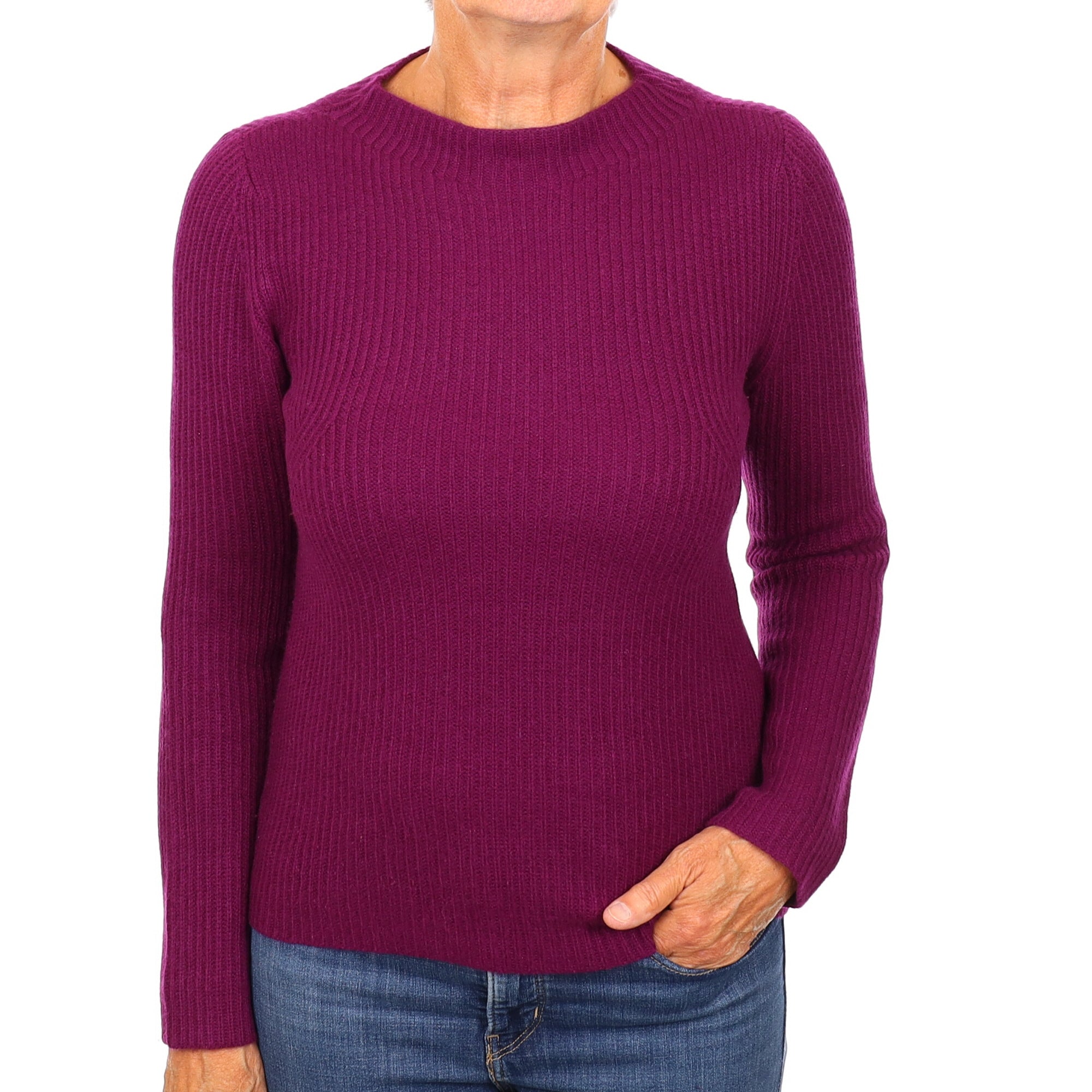 Jigsaw Violet Purple Ribbed Cashmere Turtle Neck Jumper Medium