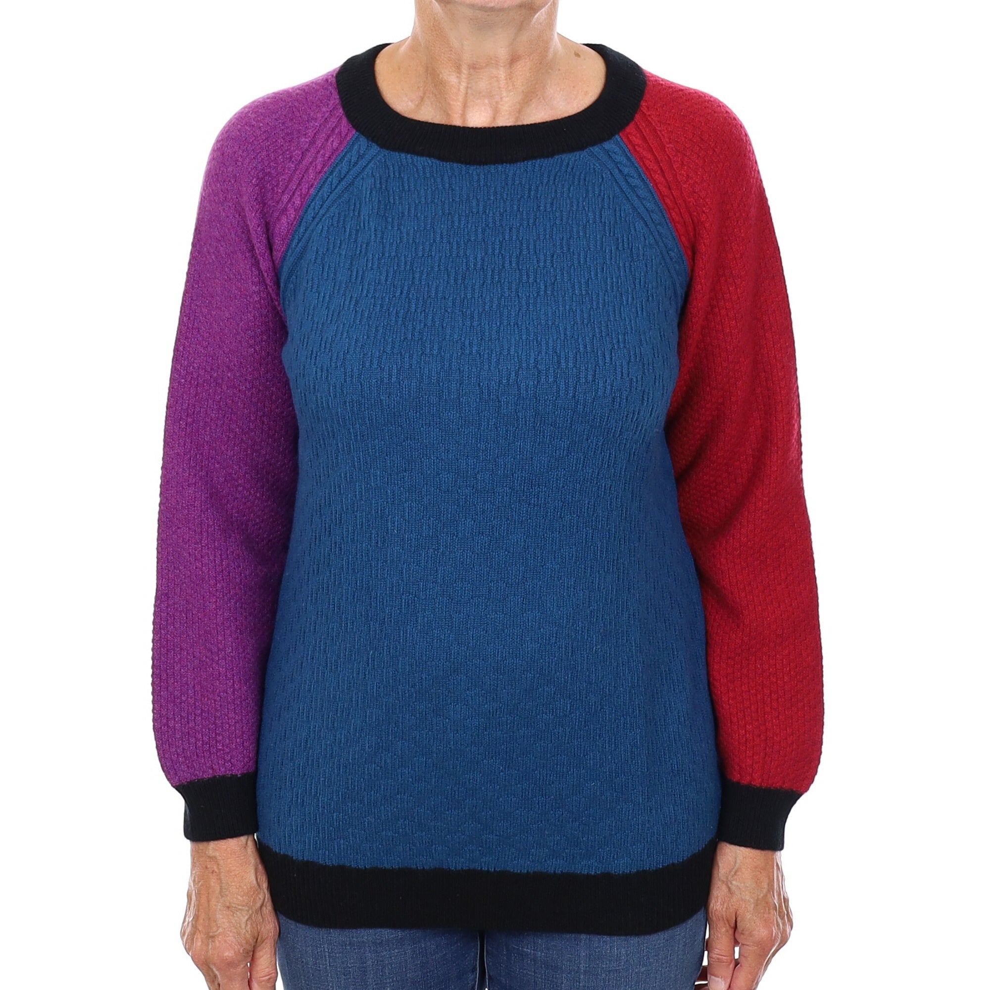 Brora Multicoloured Textured Knit Cashmere Crew Neck Jumper Medium