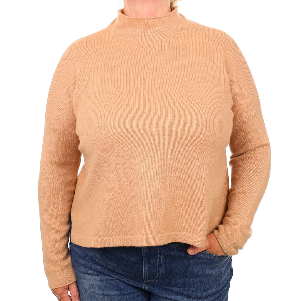 Nude Pink Cashmere Heavy Knit Funnel Neck Jumper Extra Large