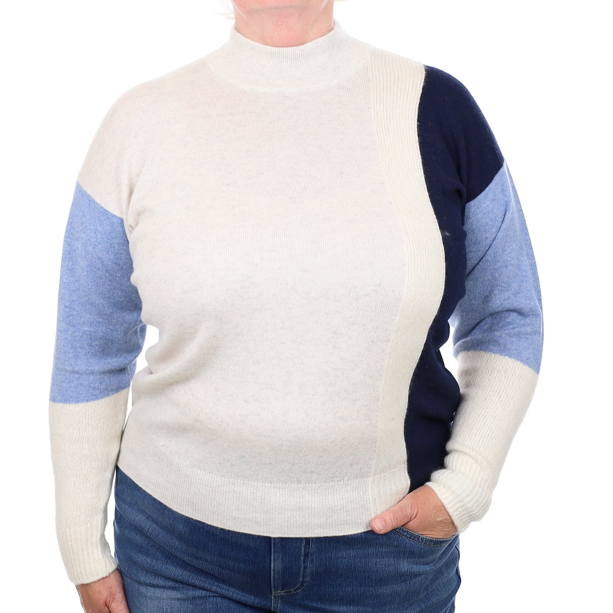 Frost Grey Marl Pattern Cashmere Turtle Neck Jumper Extra Large