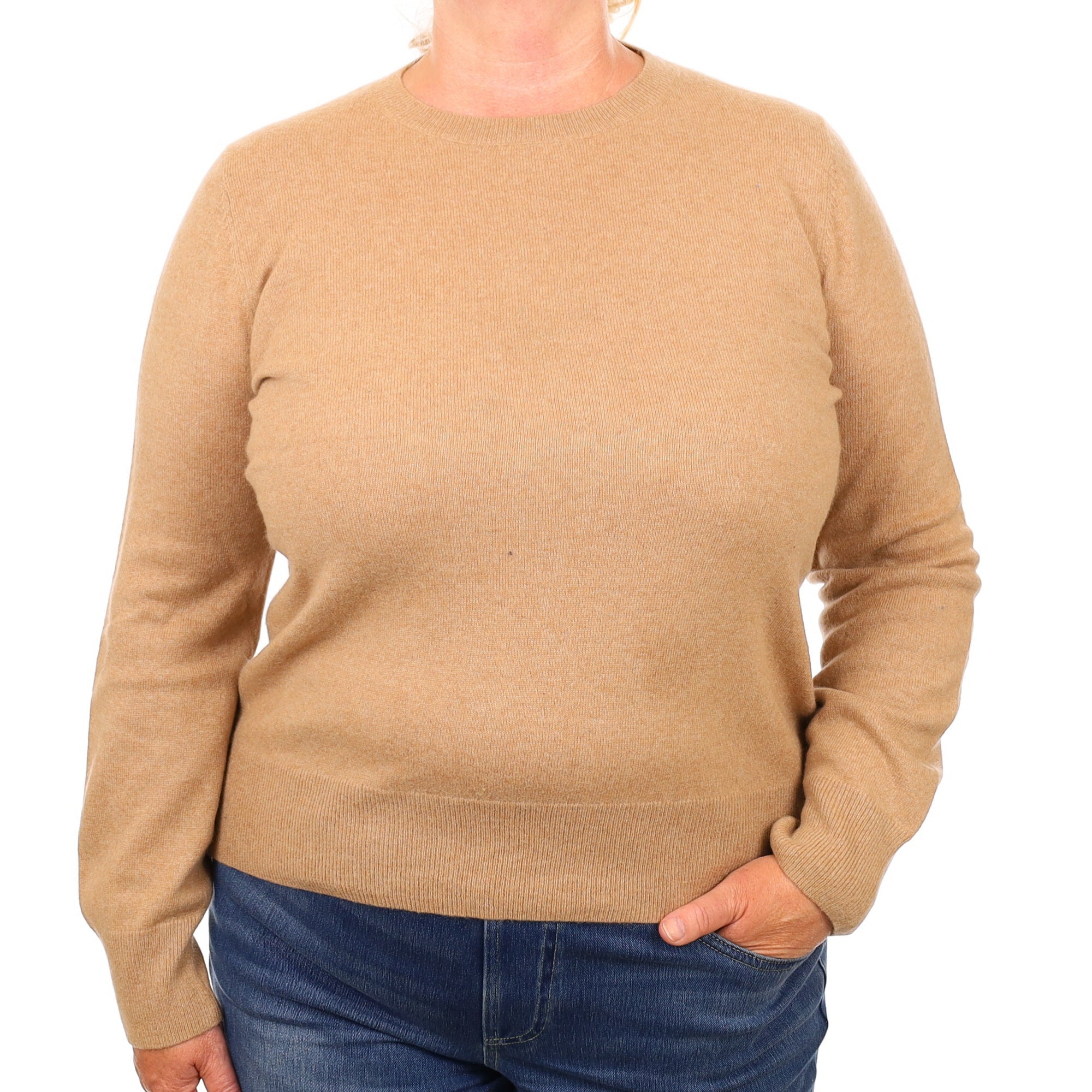 Caramel Brown Cashmere Crew Neck Jumper Extra Large
