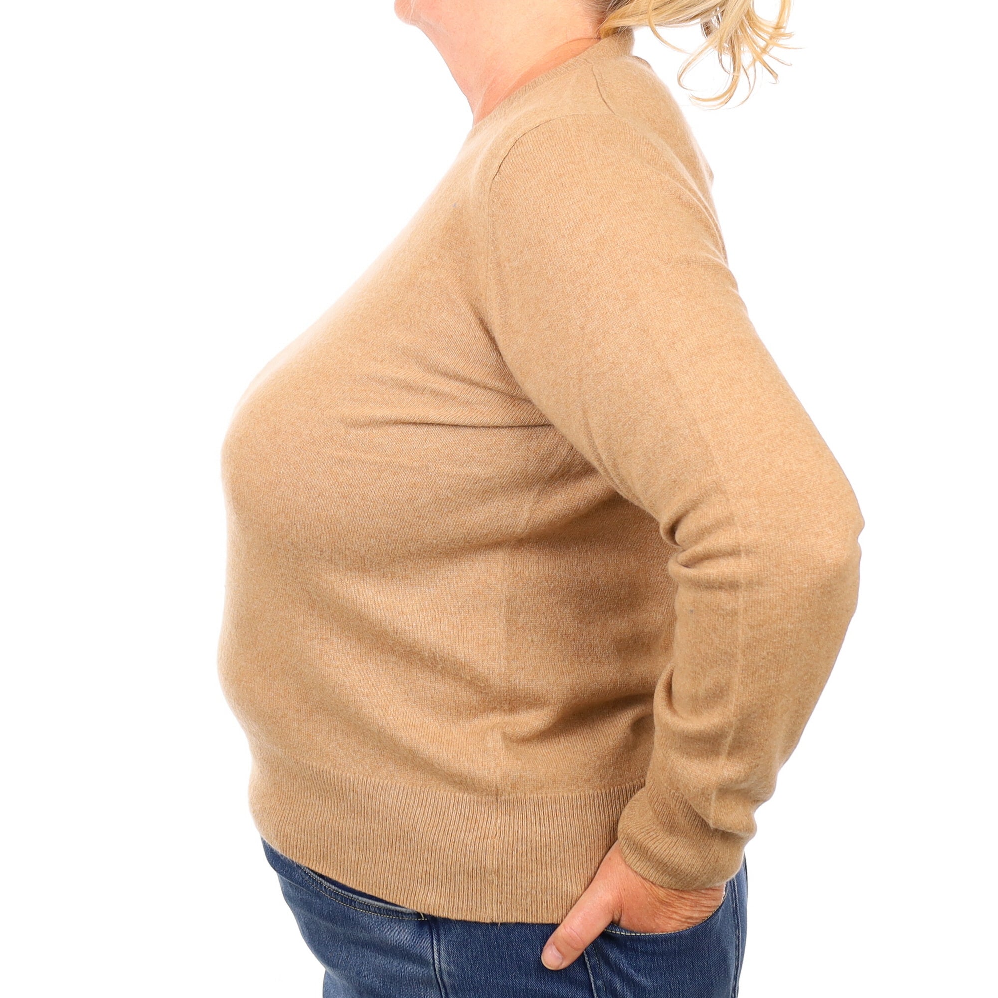 Caramel Brown Cashmere Crew Neck Jumper Extra Large