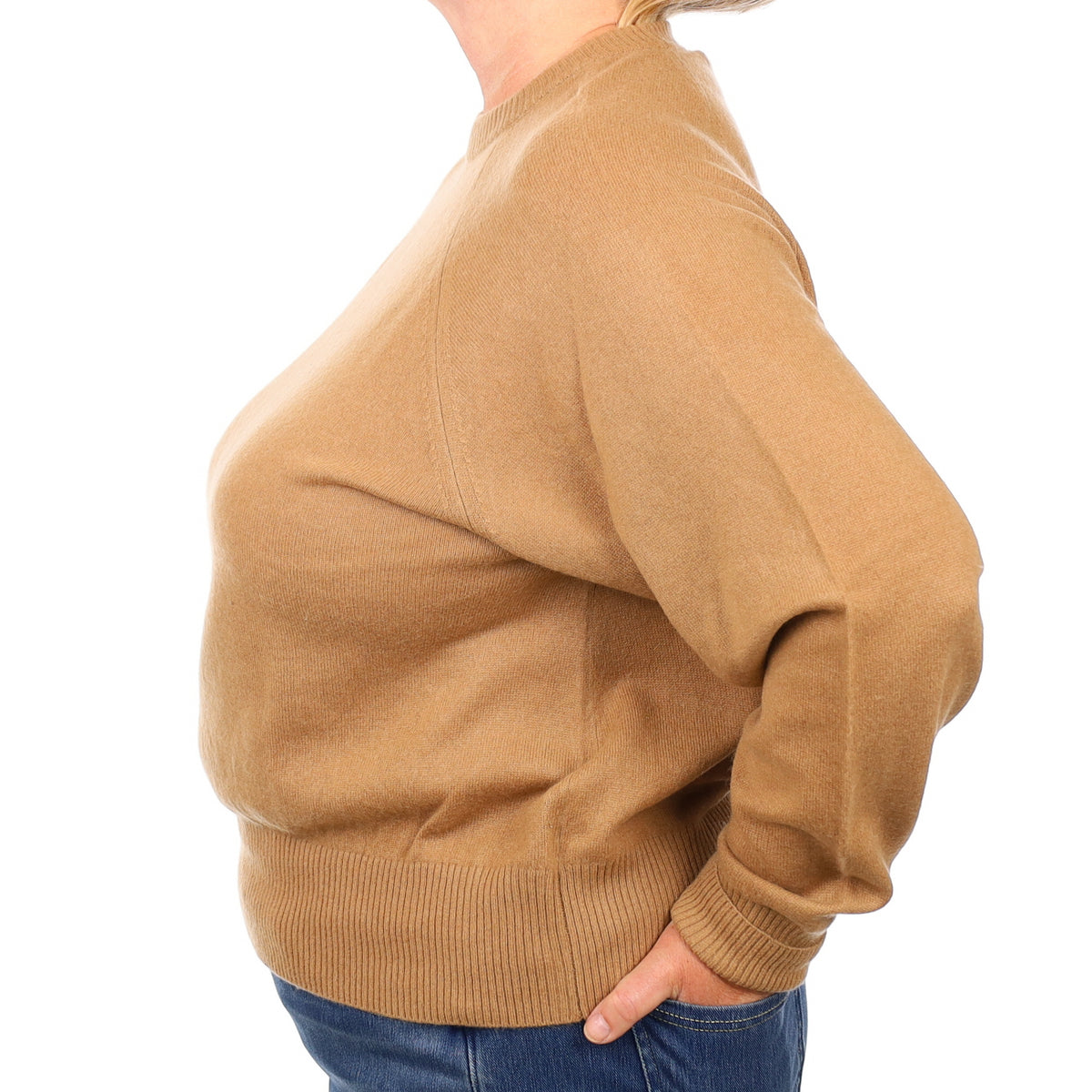 Camel Brown Cashmere Crew Neck Jumper Extra Large