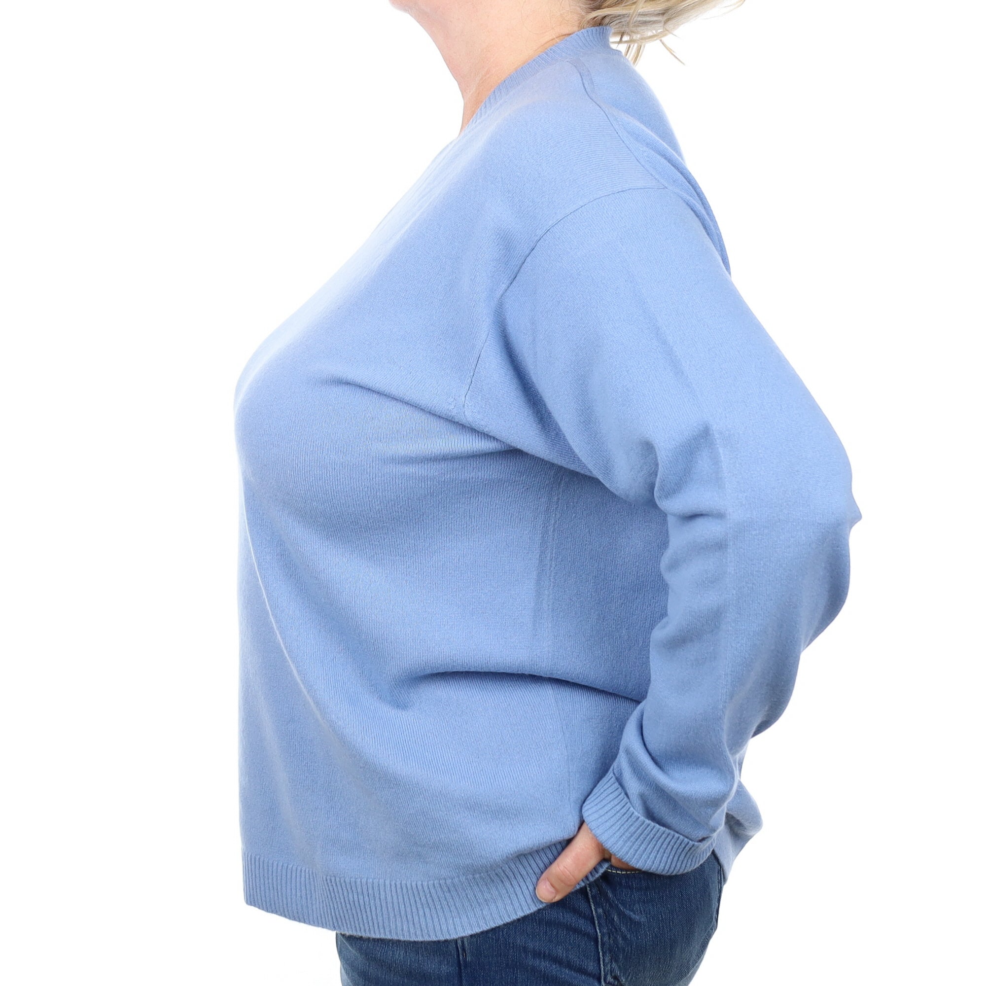 Sky Blue Cashmere V Neck Jumper 2 Extra Large