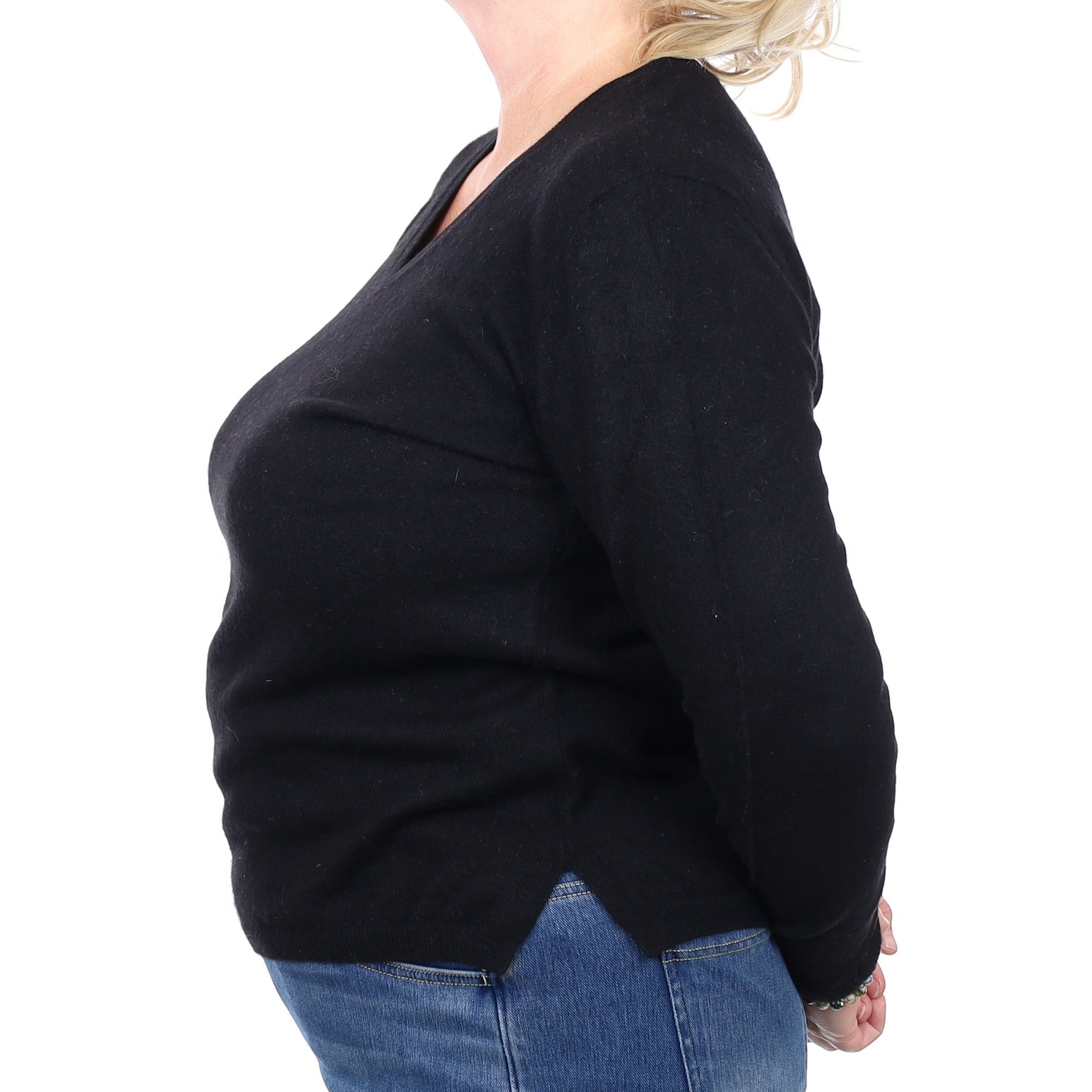 Black Cashmere V Neck Jumper Extra Large