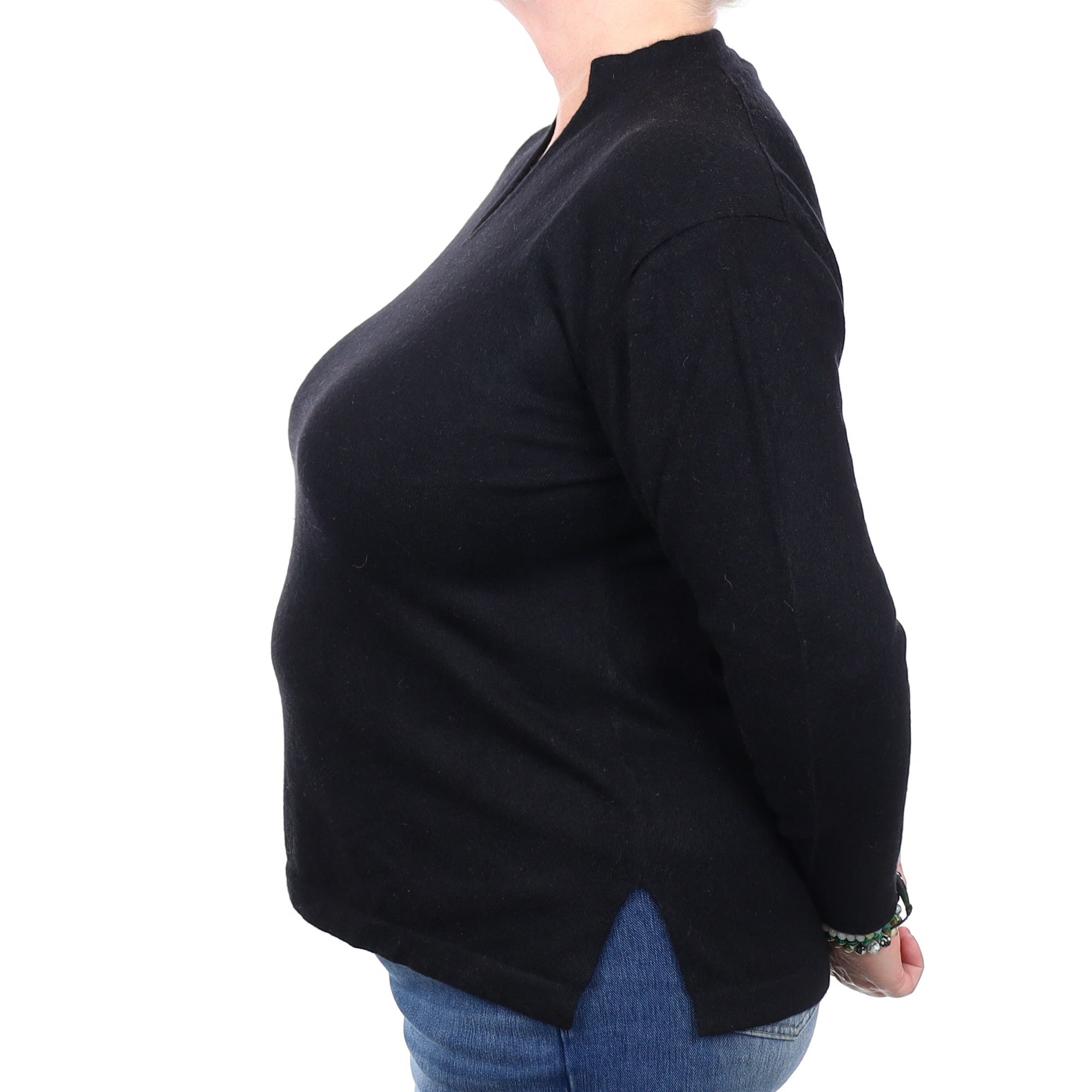 Black Cashmere V Neck Jumper Extra Large