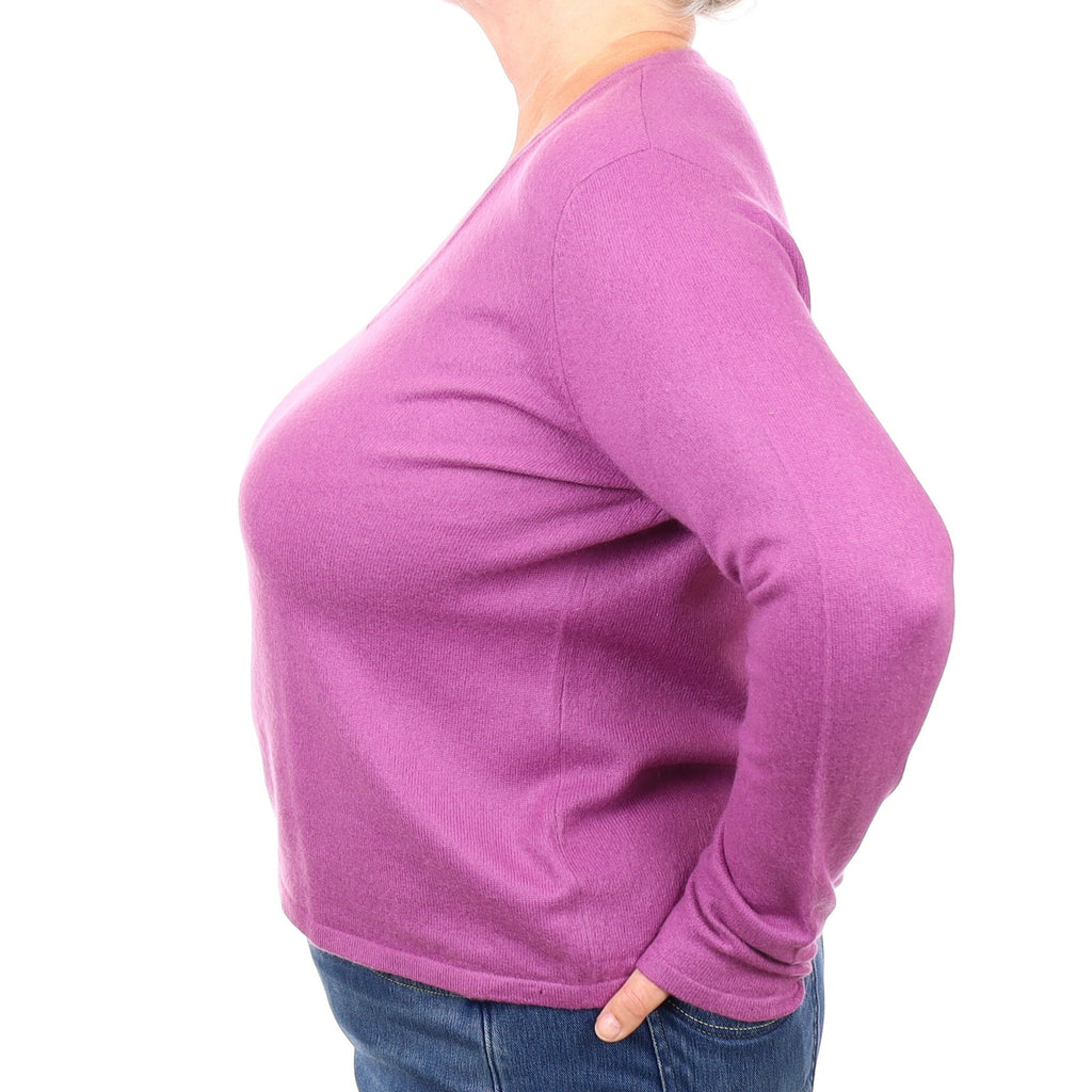 Violet Purple Cashmere V Neck Jumper Extra Large