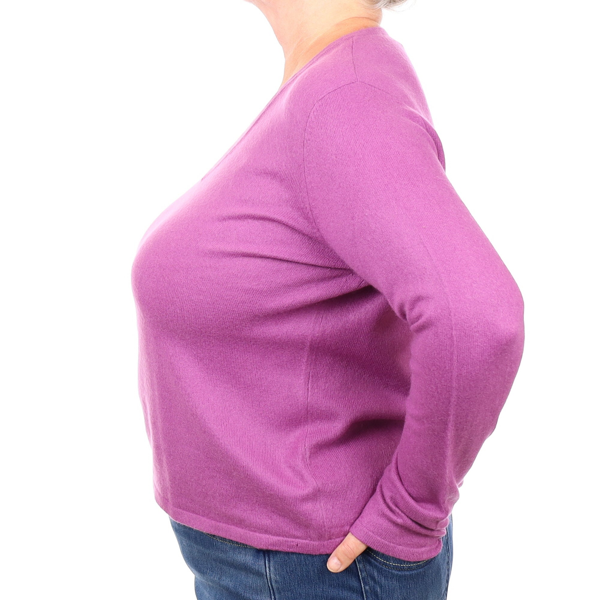 Violet Purple Cashmere V Neck Jumper Extra Large