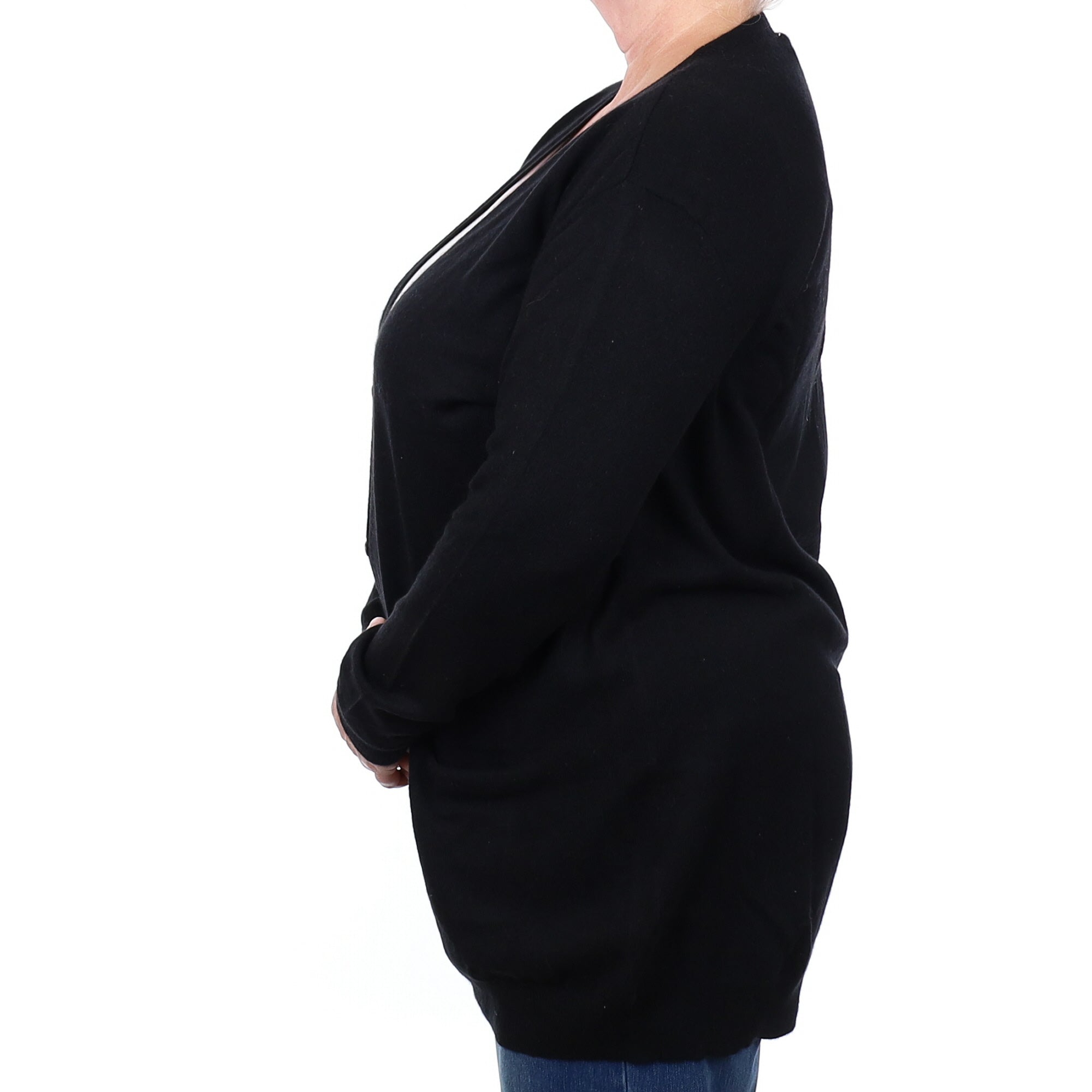Black Cashmere V Neck Cardigan 2 Extra Large