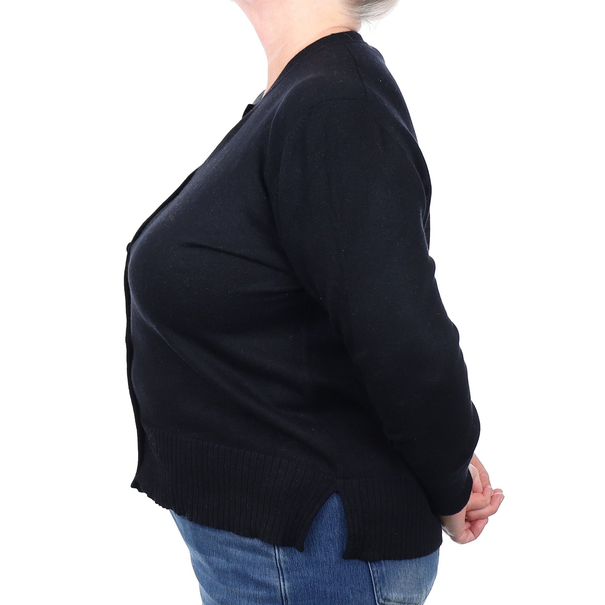 Black Cashmere Crew Neck Cardigan Extra Large
