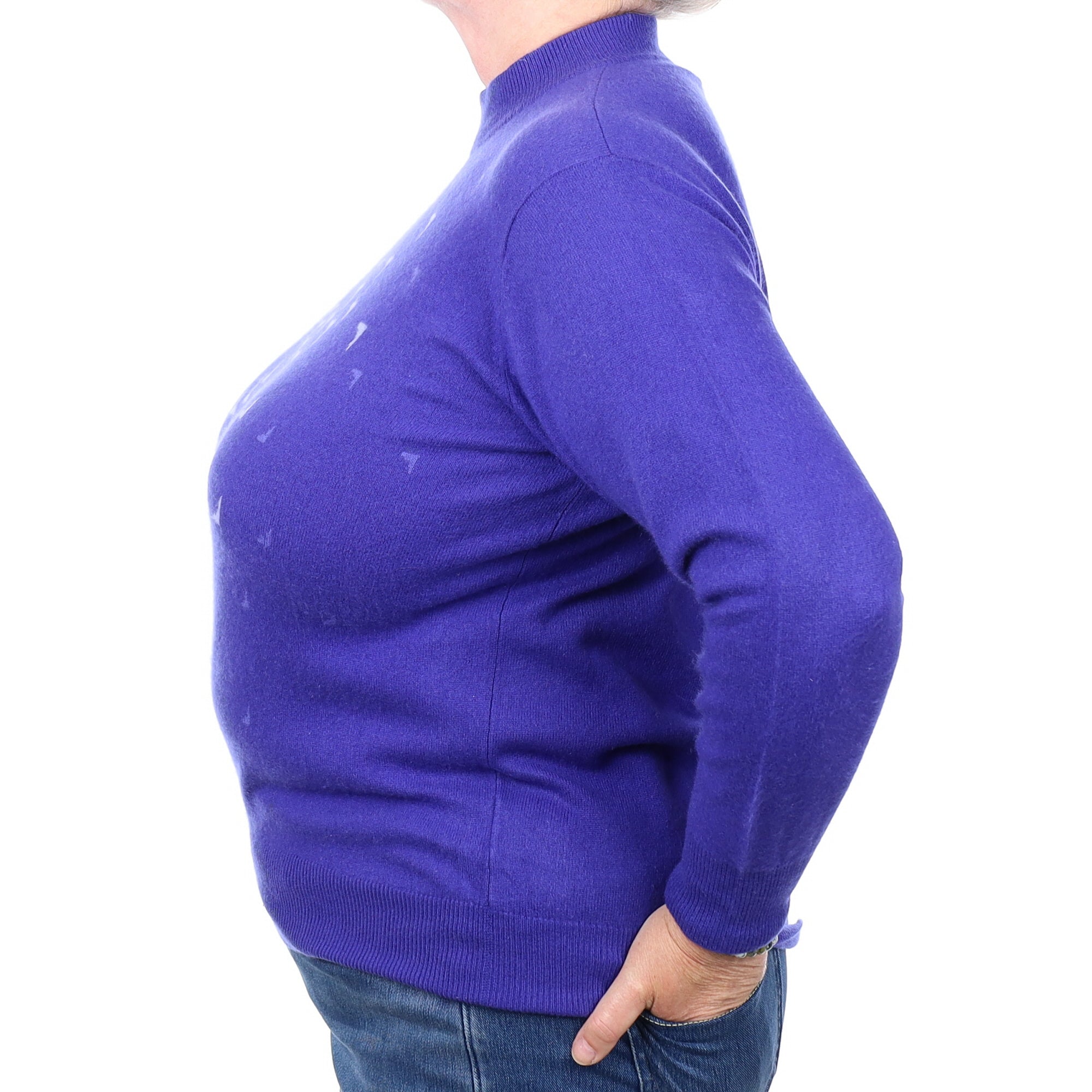 Indigo Blue Pattern Cashmere Turtleneck Jumper Extra Large
