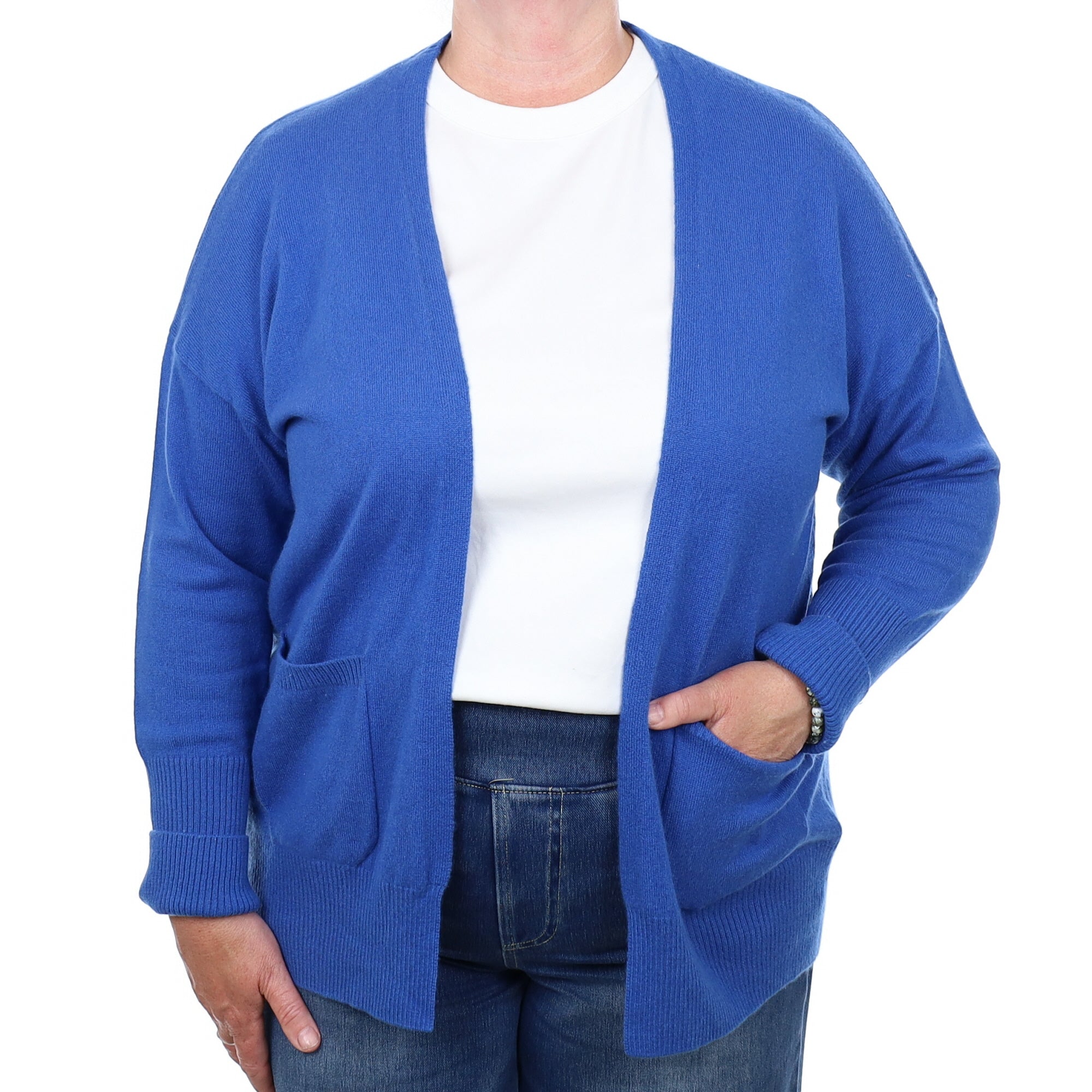 Cobalt Blue Cashmere Edge to Edge Cardigan Extra Large