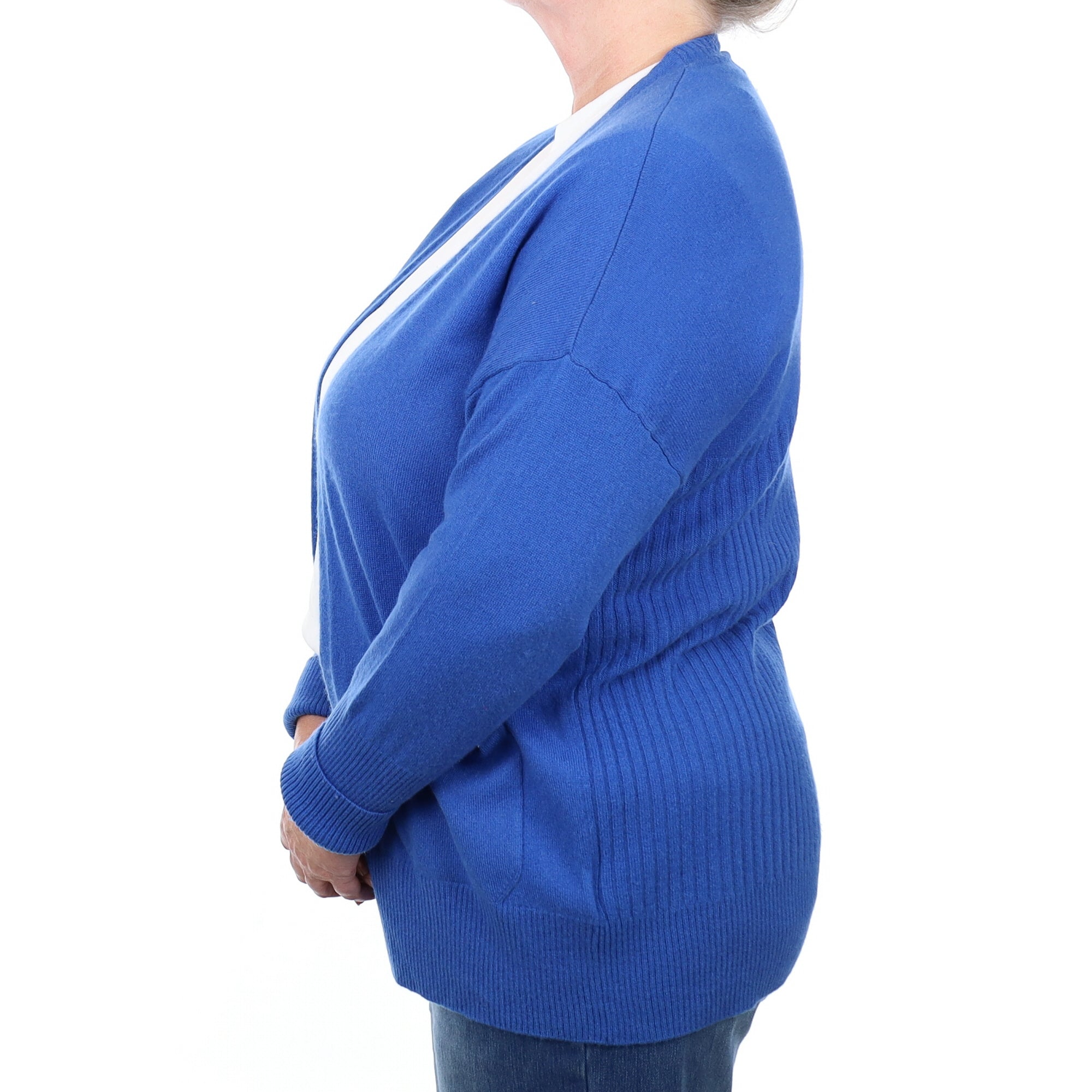 Cobalt Blue Cashmere Edge to Edge Cardigan Extra Large