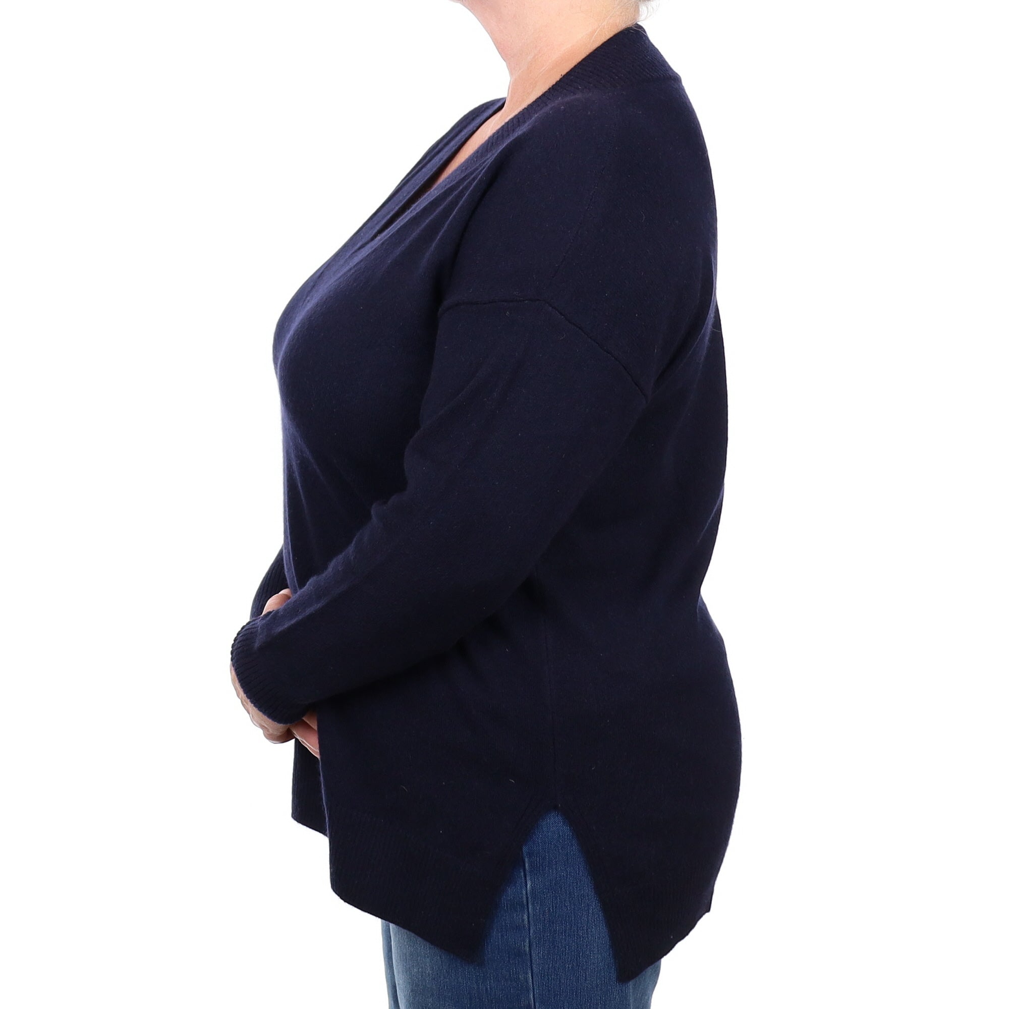 Italian Navy Cashmere V Neck Jumper Extra Large