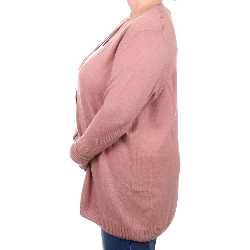Faded Heather Pink Cashmere V Neck Cardigan 2 Extra Large