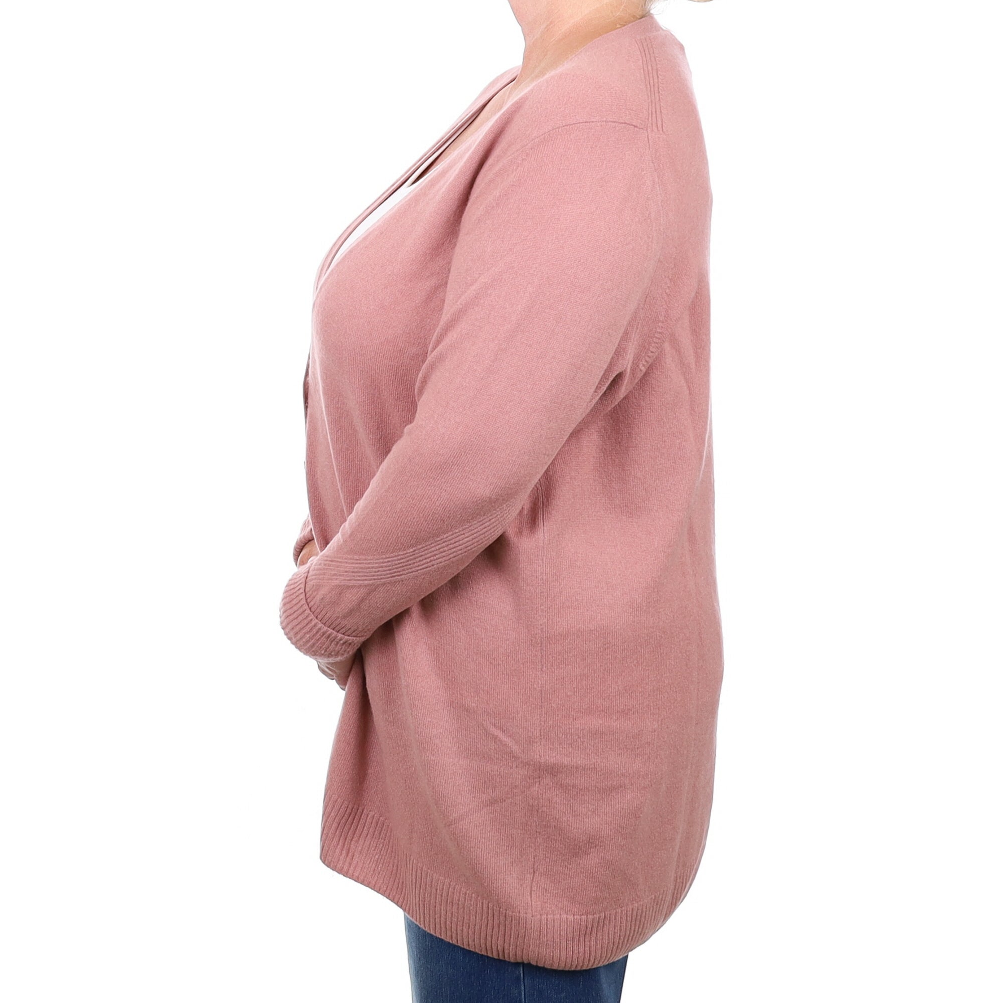 Faded Heather Pink Cashmere V Neck Cardigan 2 Extra Large