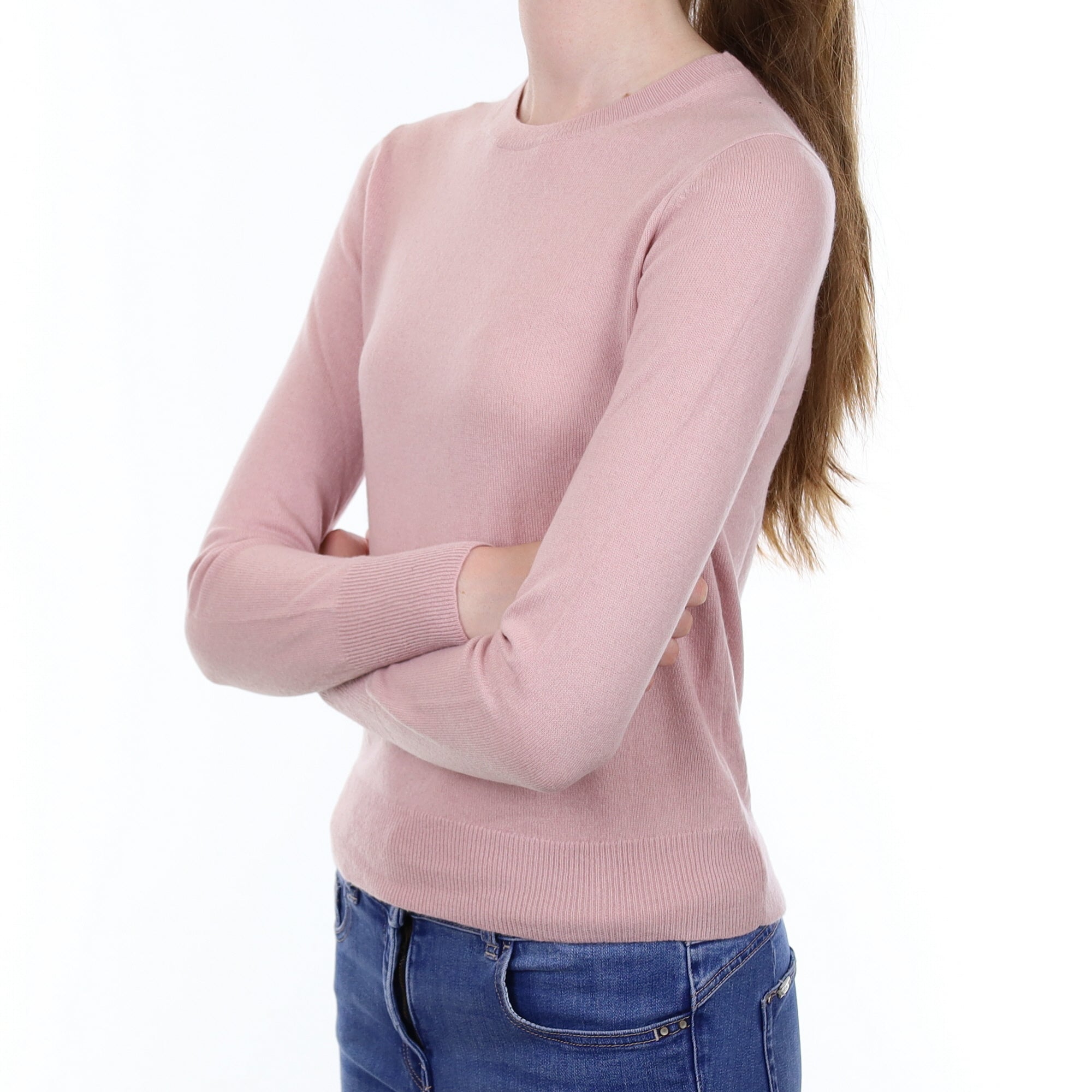 Pale Mauve Cashmere Crew Neck Jumper Extra Small