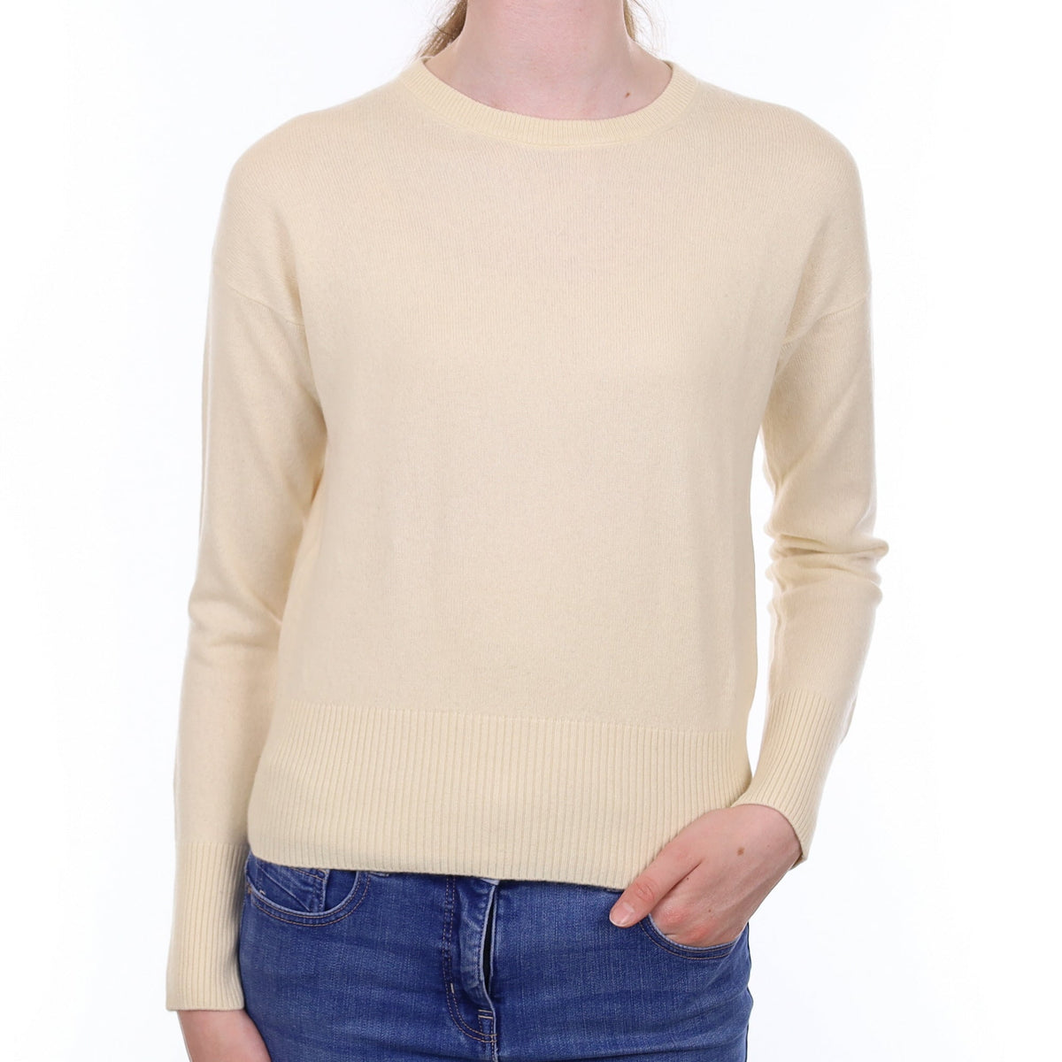 Vanilla Cream Cashmere Crew Neck Jumper Extra Small