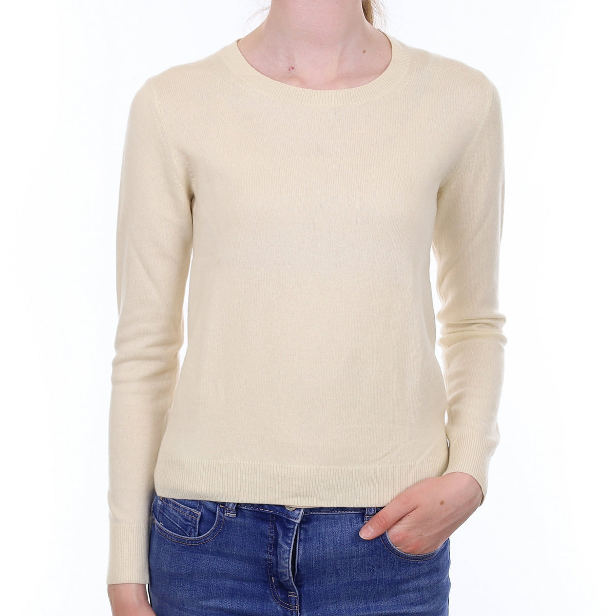 Ivory Cashmere Crew Neck Jumper Extra Small