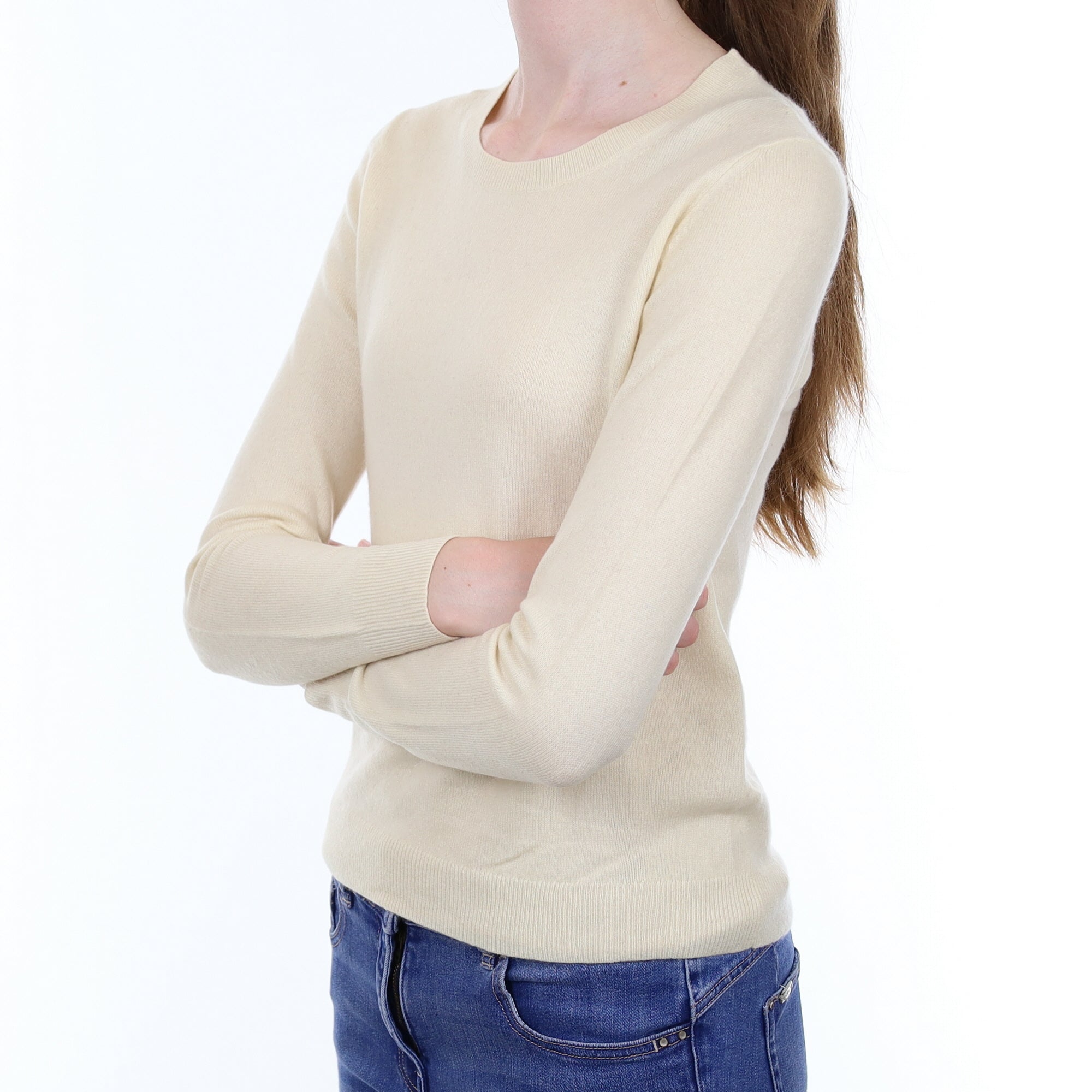 Ivory Cashmere Crew Neck Jumper Extra Small