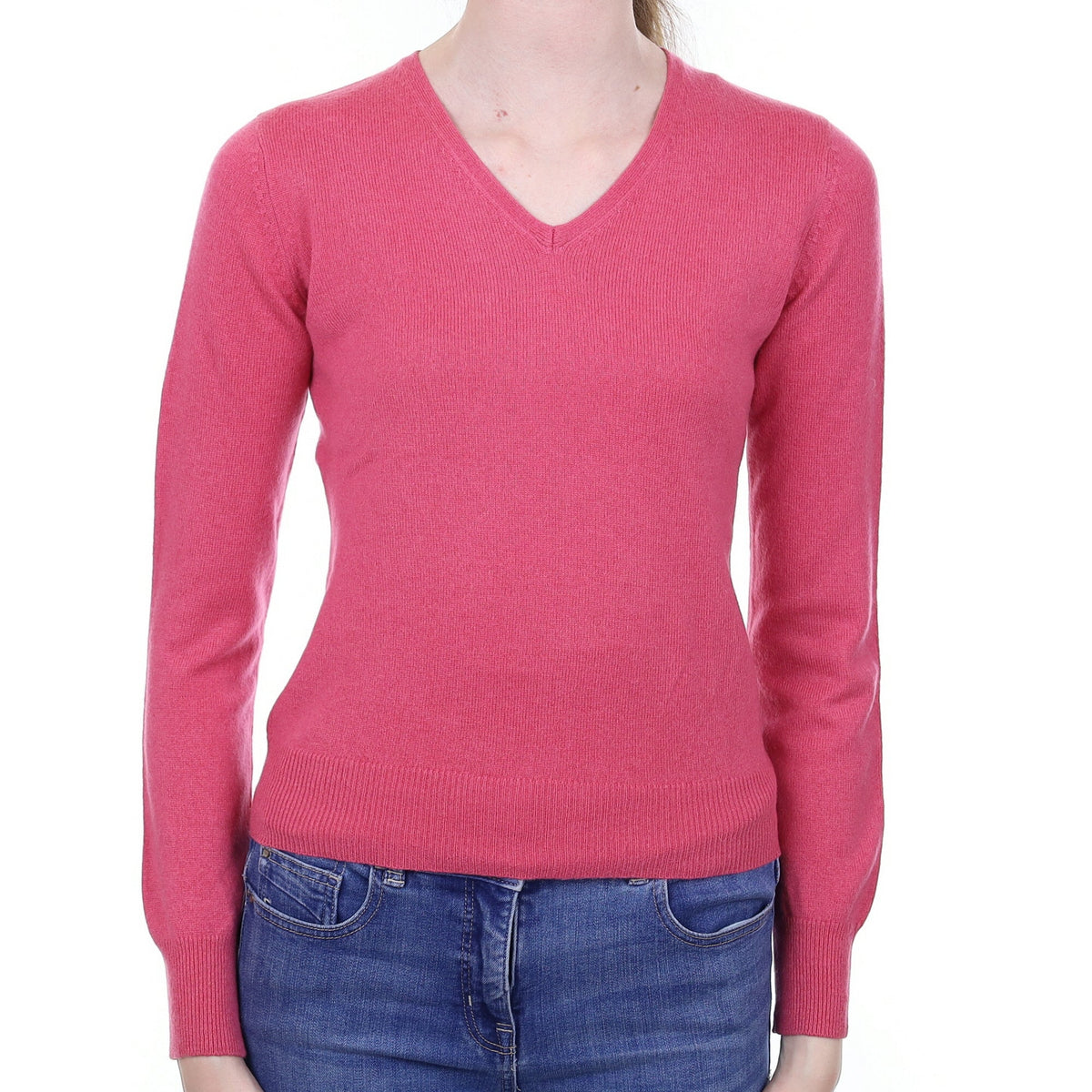 Rose Pink Cashmere V Neck Jumper Extra Small