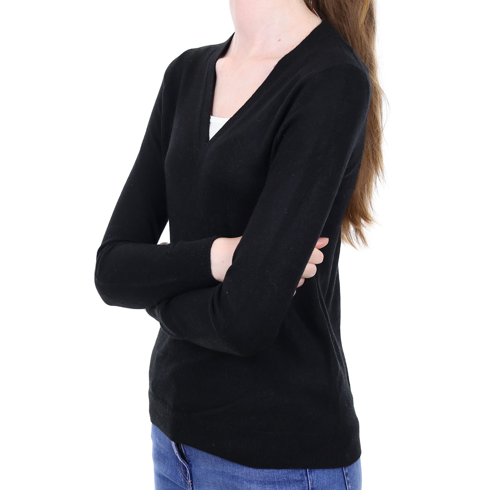 Black Cashmere V Neck Jumper Extra Small