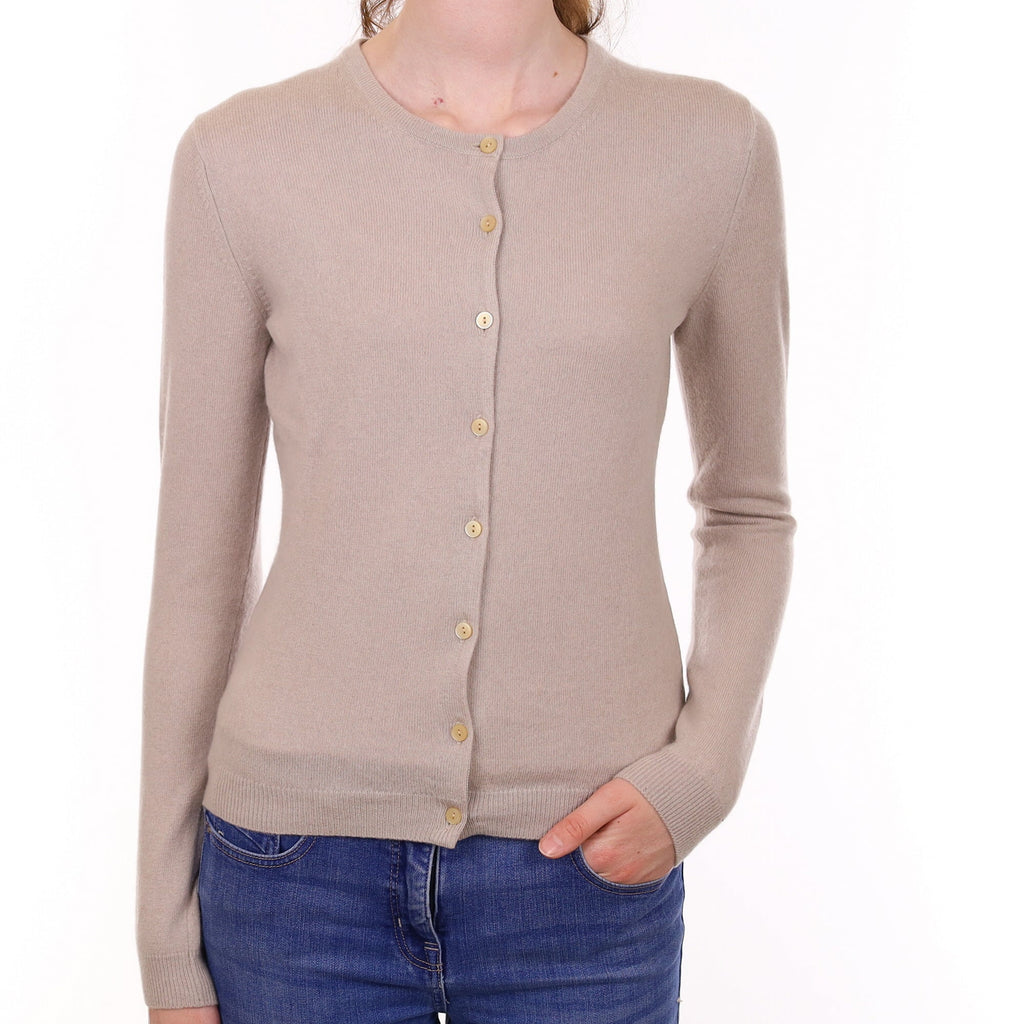 Dusty Grey Cashmere Crew Neck Cardigan Extra Small