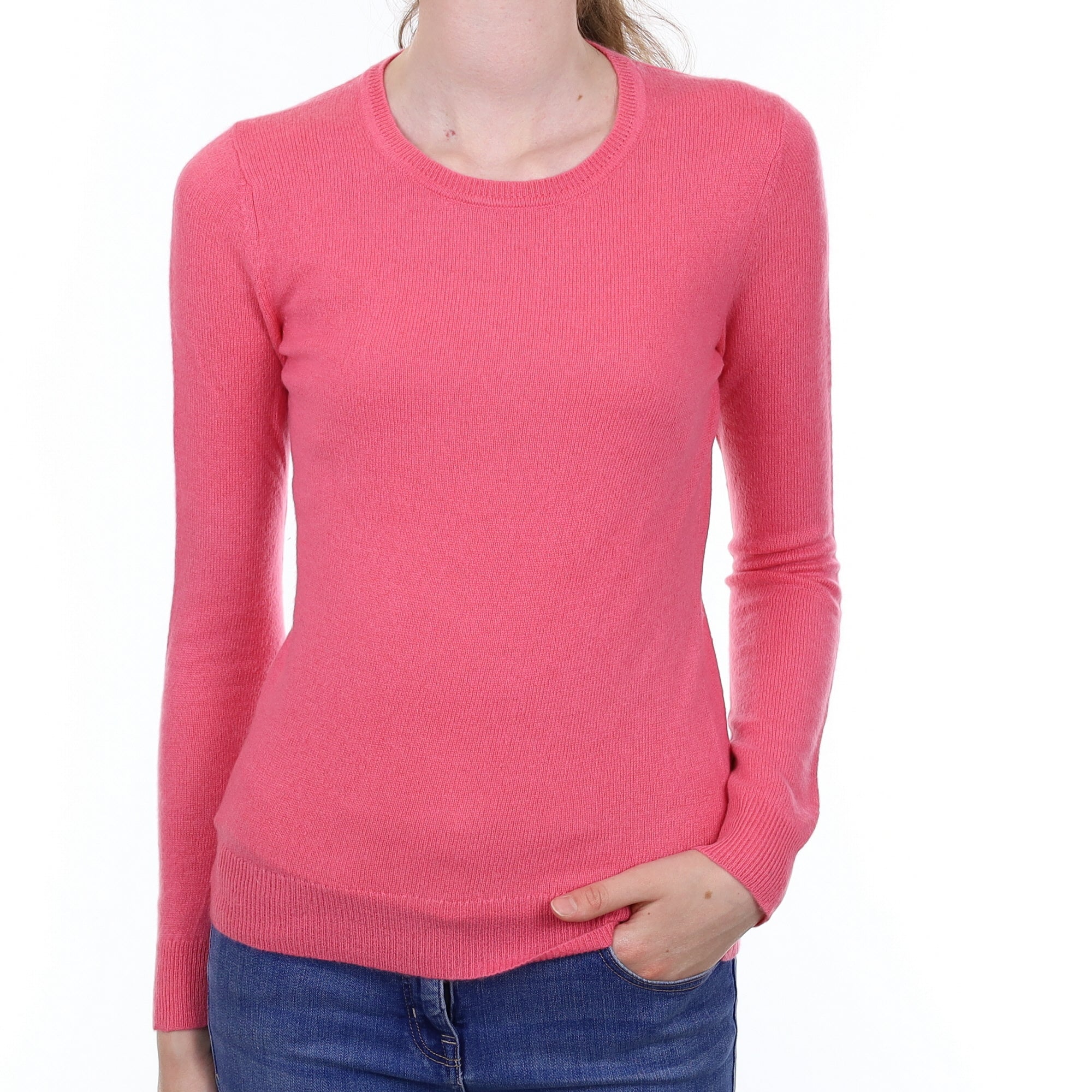 Rose Pink Cashmere Crew Neck Jumper Extra Small