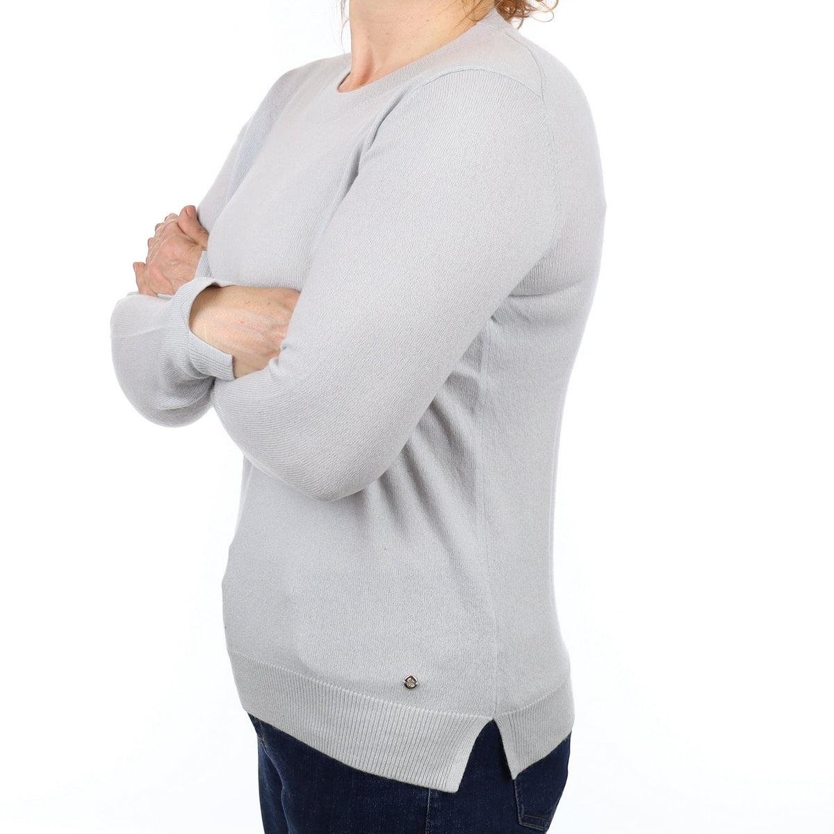 Dove Grey Cashmere Crew Neck Jumper Medium