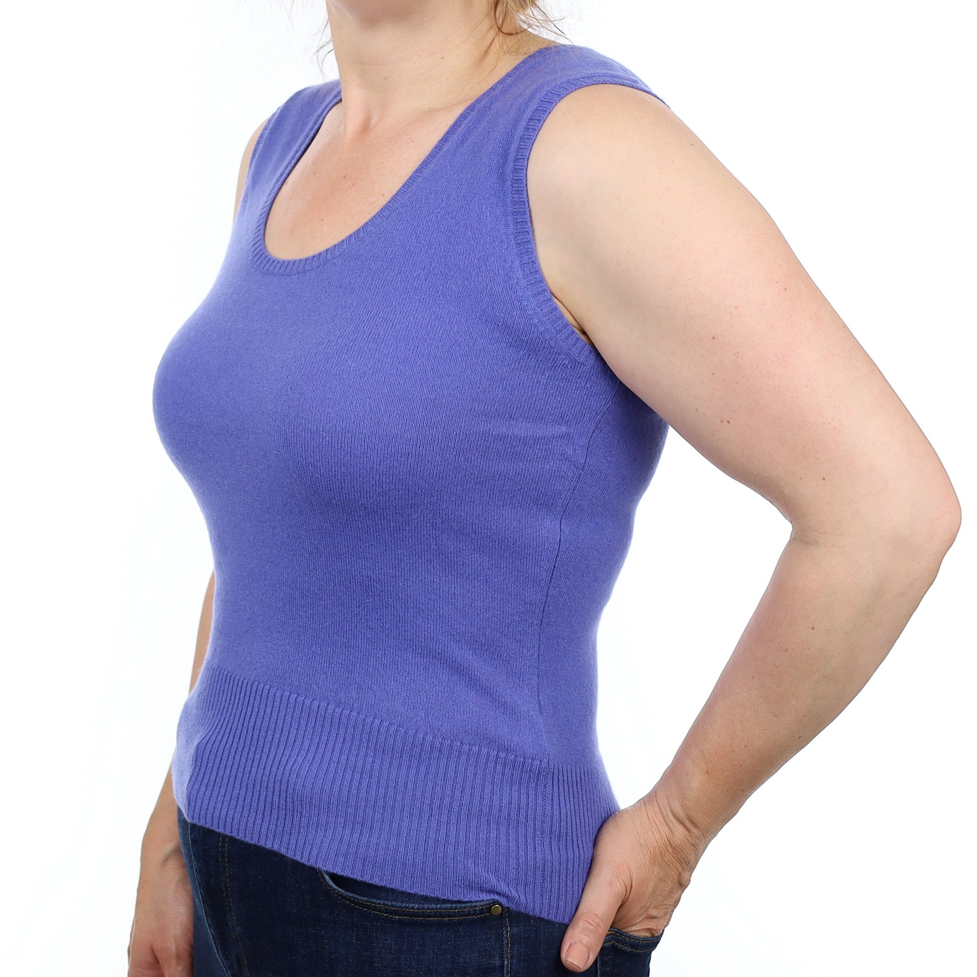 Bluebell Purple Cashmere Scoop Neck Tank Top Medium