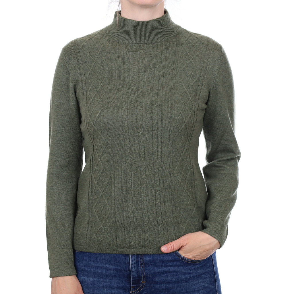 Spruce Green Textured Cashmere Turtleneck Jumper Small
