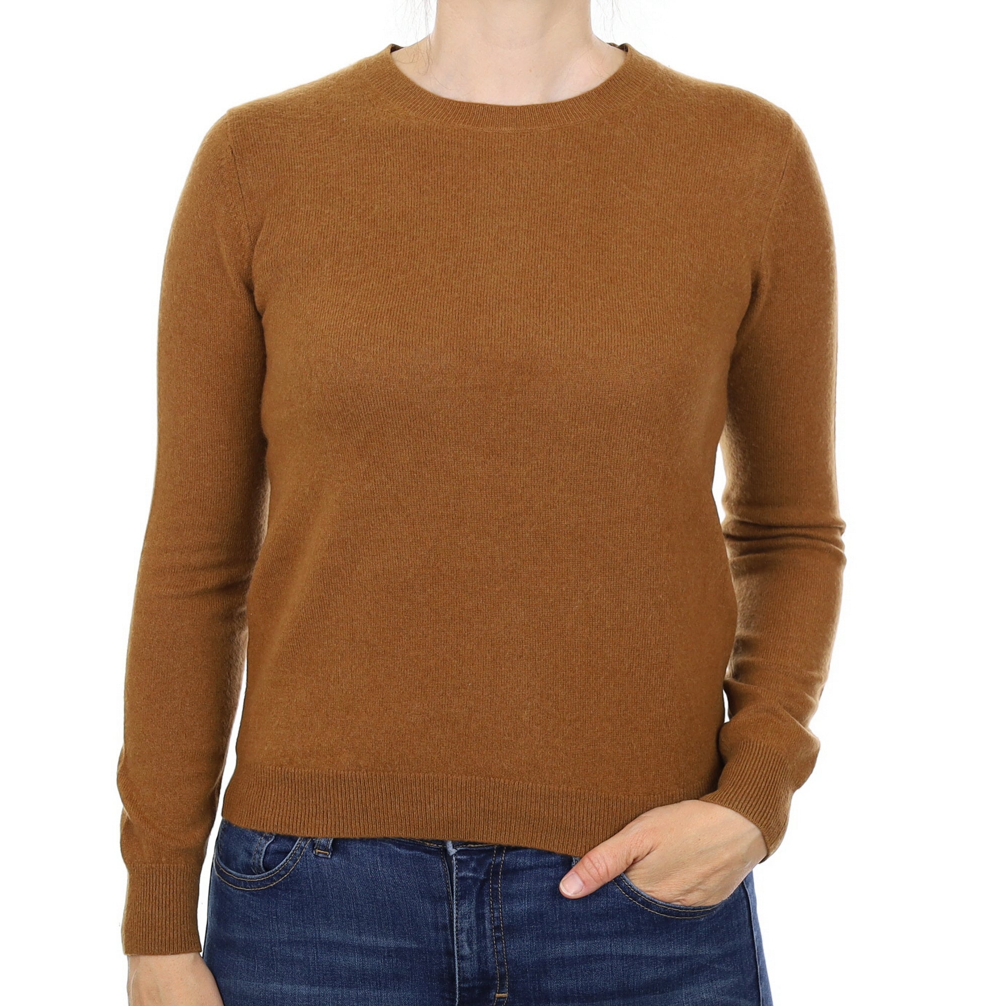 Chestnut Brown Cashmere Crew Neck Jumper Small