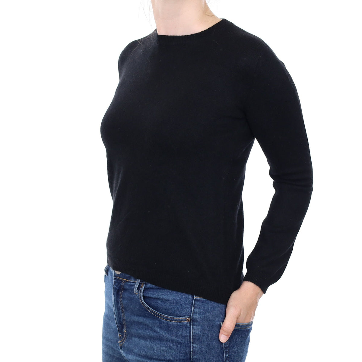 Black Cashmere Crew Neck Jumper Small