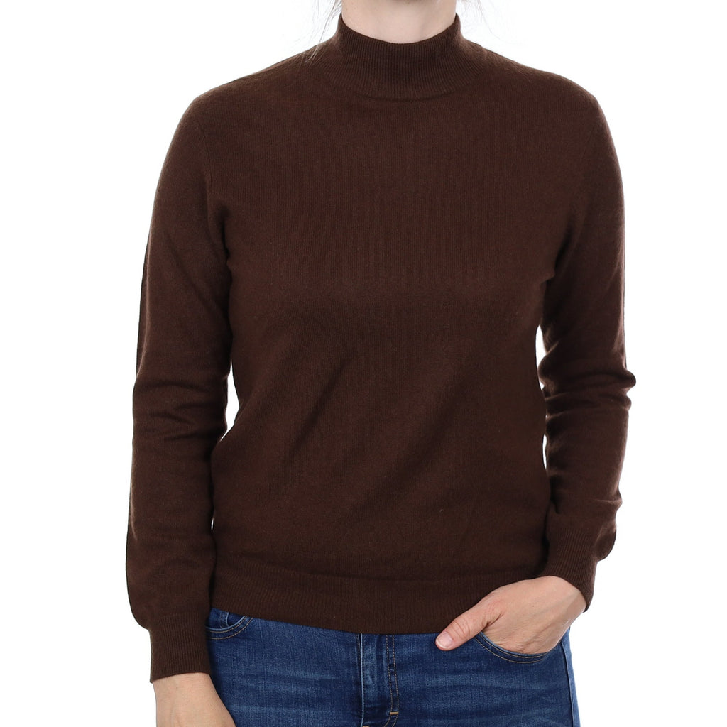 Chocolate Brown Cashmere Turtleneck Jumper Small