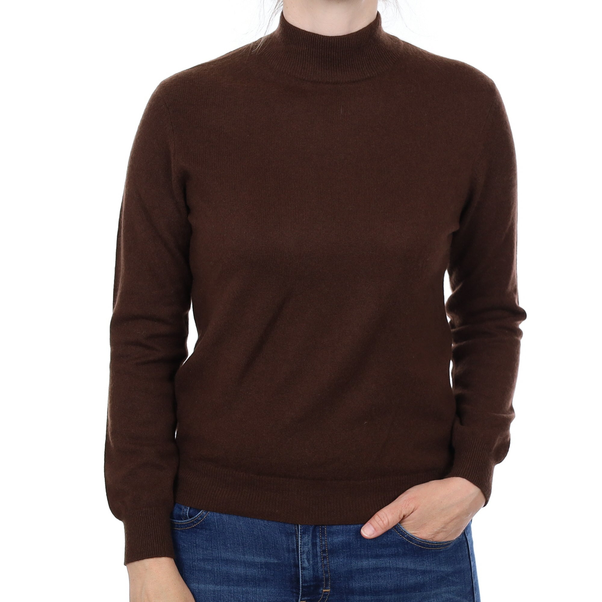 Chocolate Brown Cashmere Turtleneck Jumper Small