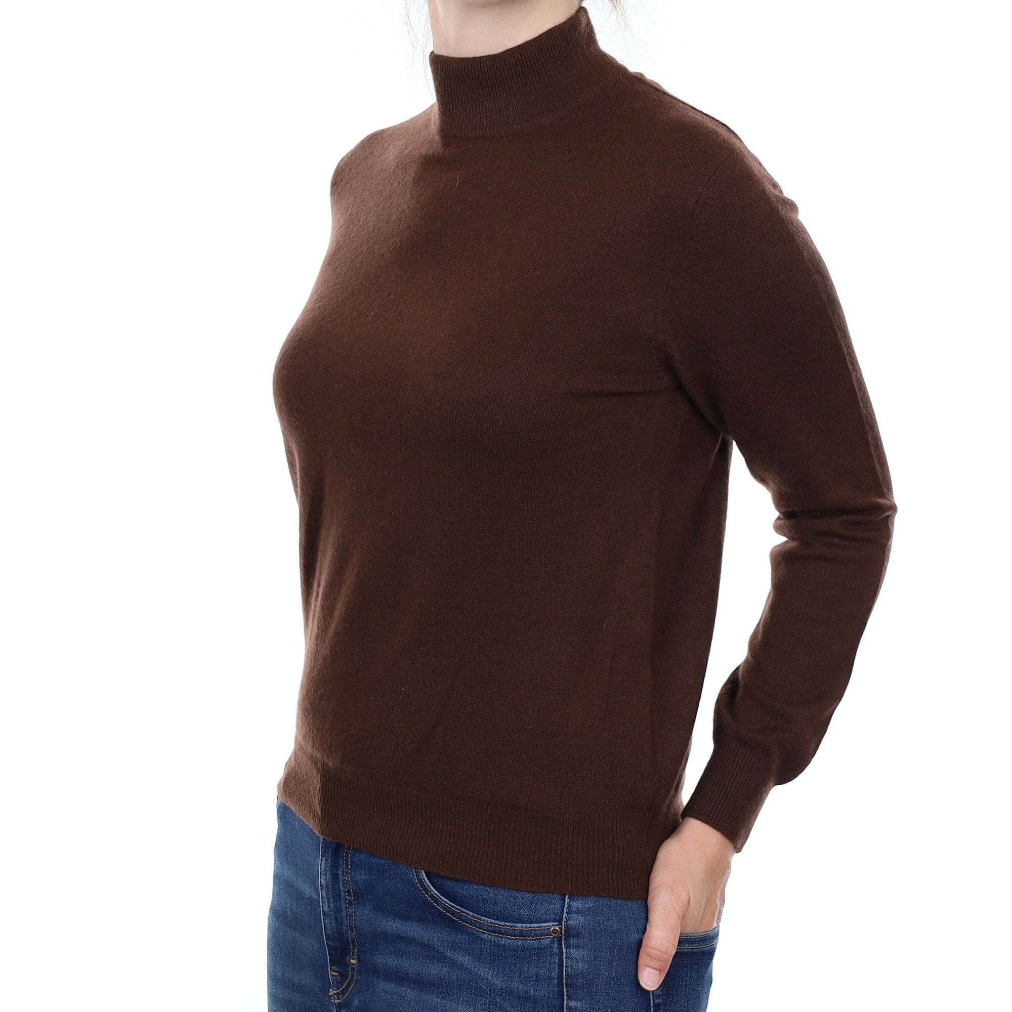 Chocolate Brown Cashmere Turtleneck Jumper Small