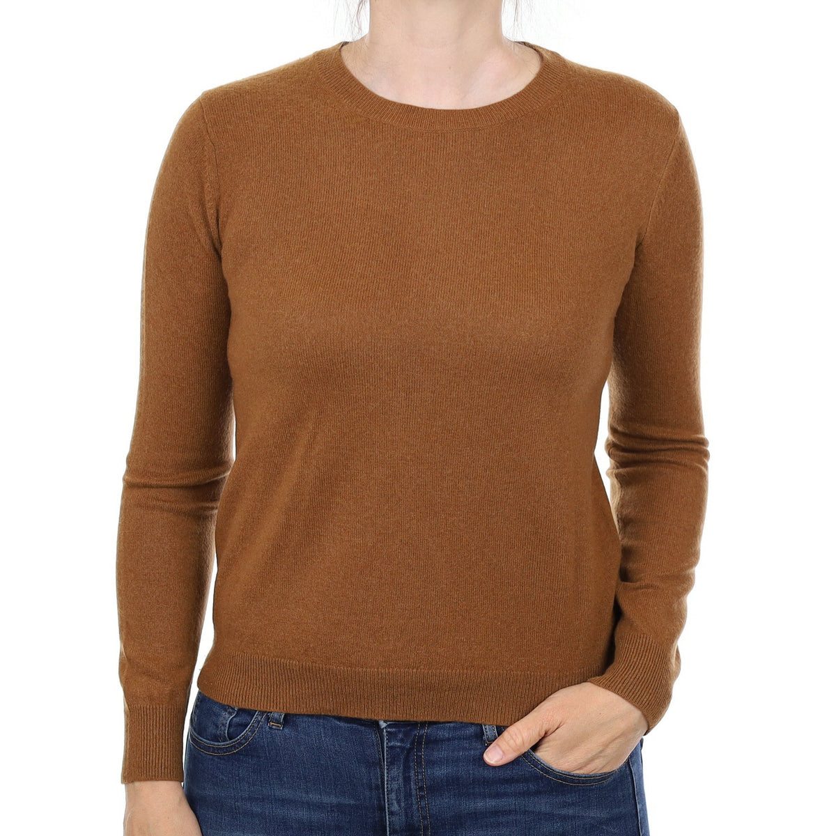 Cinnamon Brown Cashmere Crew Neck Jumper Small