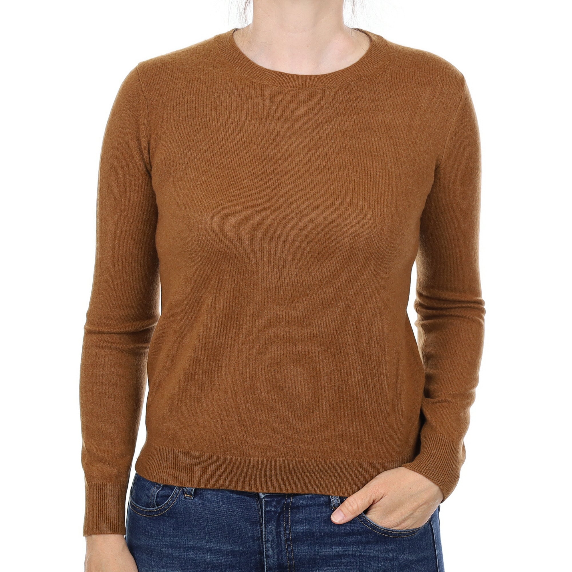 Cinnamon Brown Cashmere Crew Neck Jumper Small