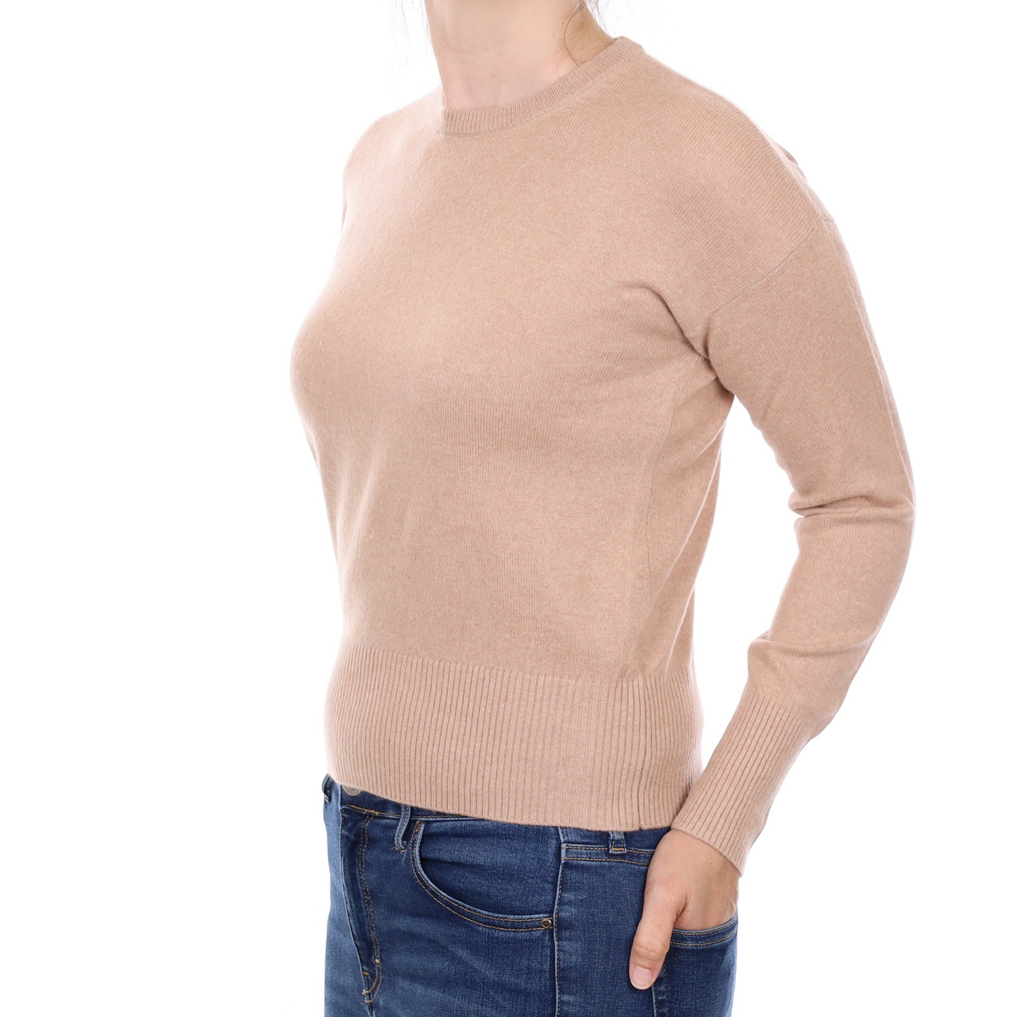 Nude Beige Cashmere Crew Neck Jumper Small