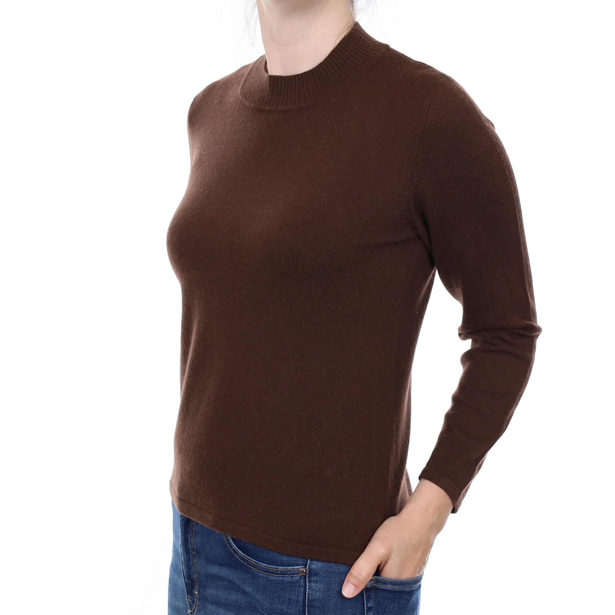 Chocolate Brown Cashmere Turtleneck Jumper Small