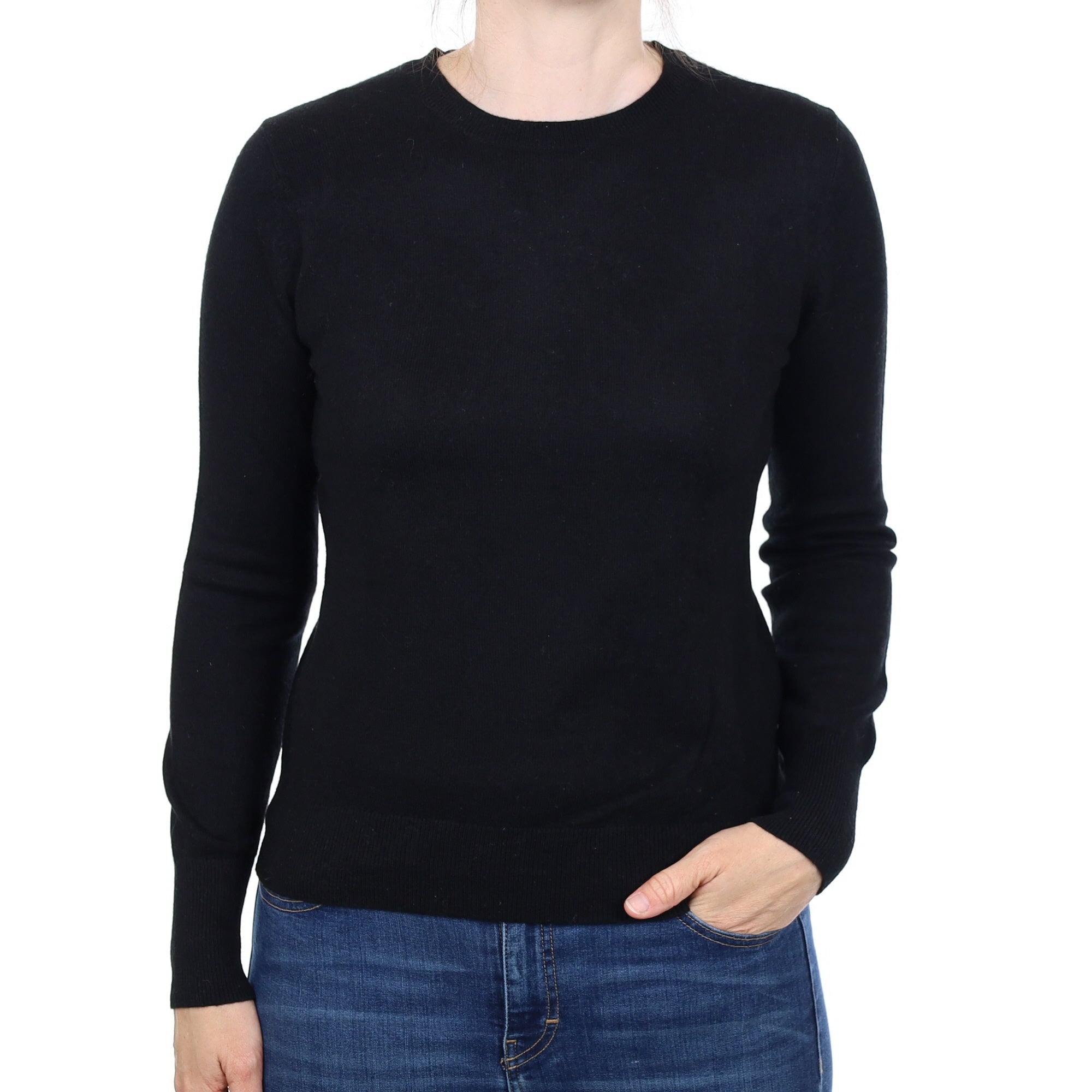 Black Cashmere Crew Neck Jumper Small