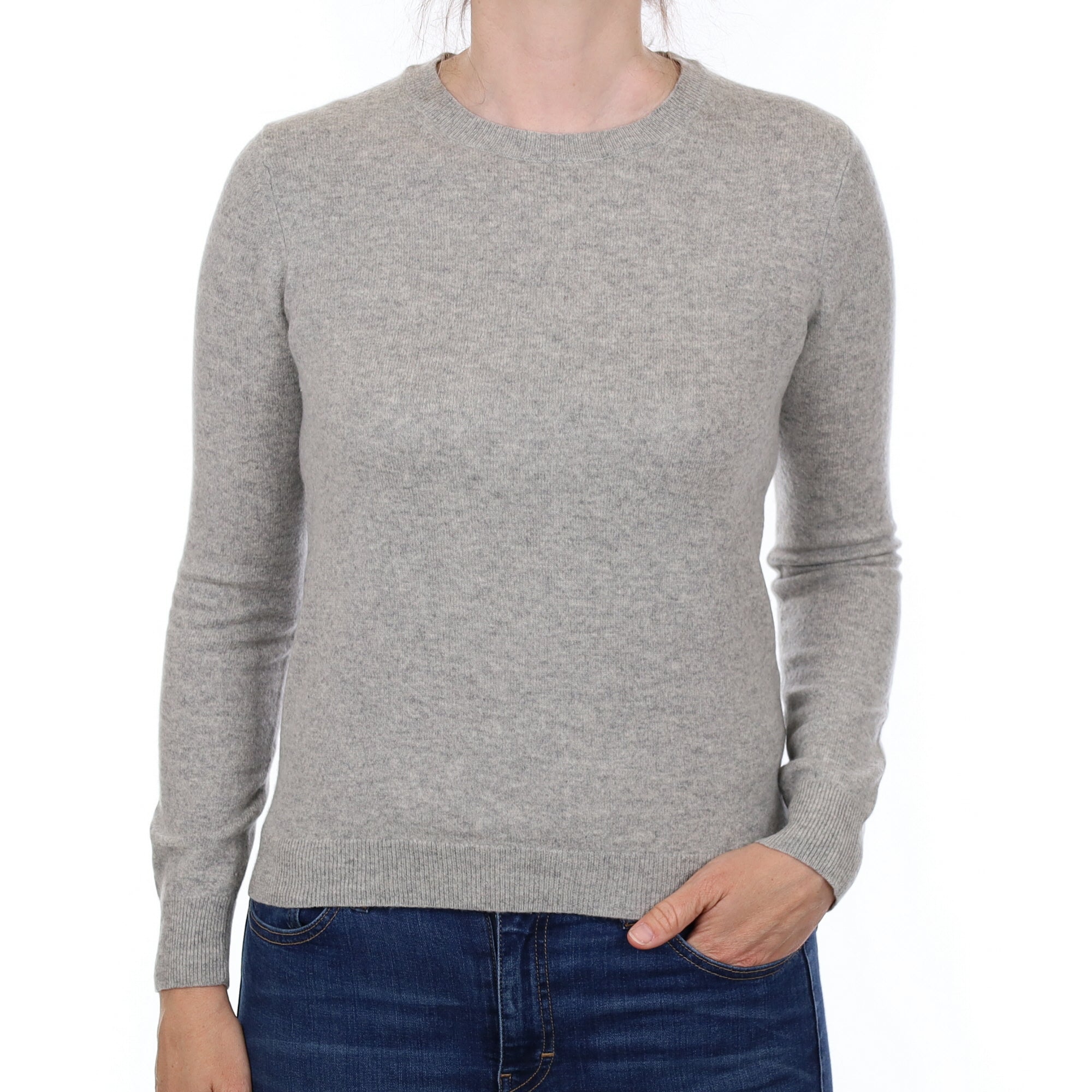 Smoke Grey Cashmere Crew Neck Jumper Small