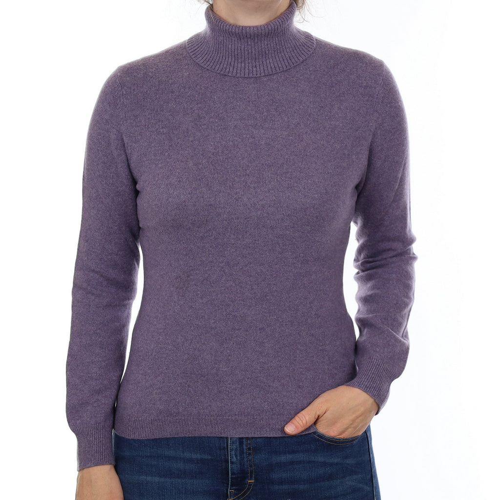 Dusky Purple Cashmere Polo Neck Jumper Small