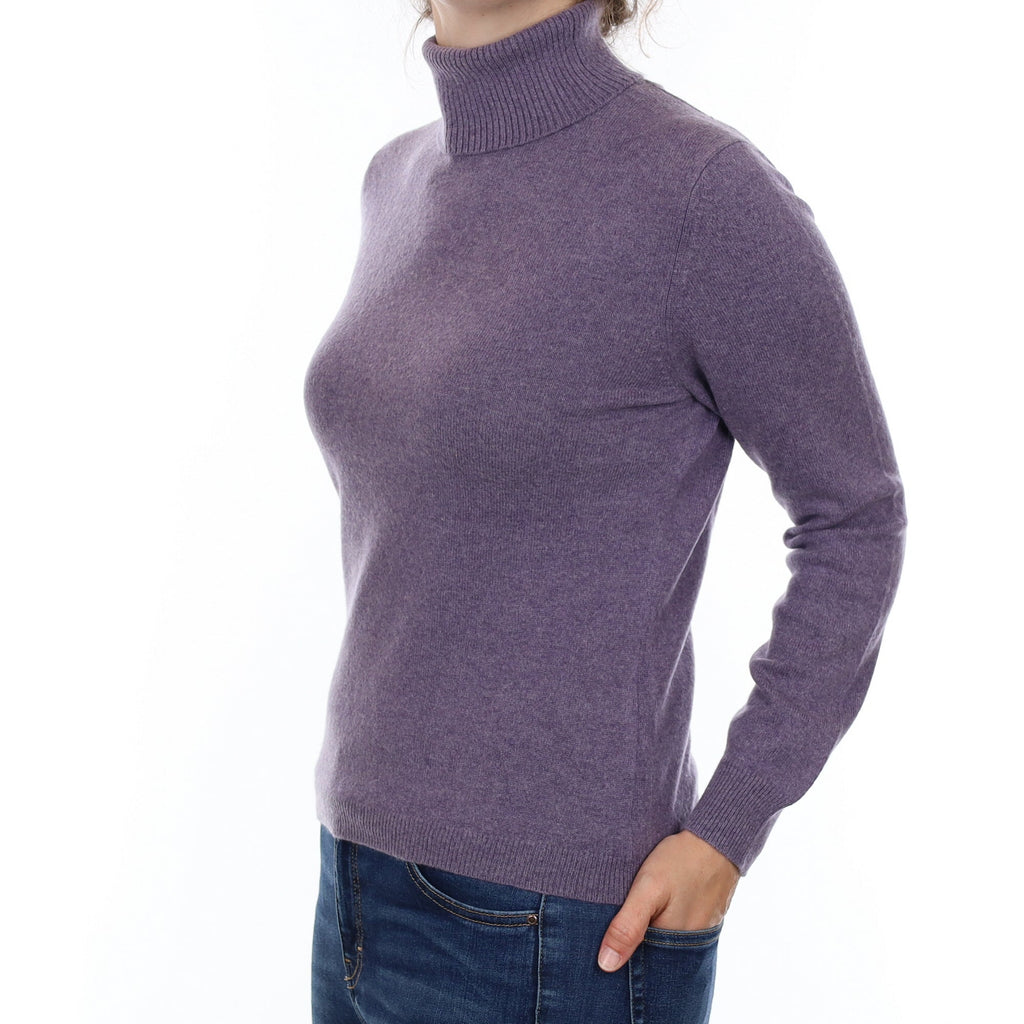 Dusky Purple Cashmere Polo Neck Jumper Small