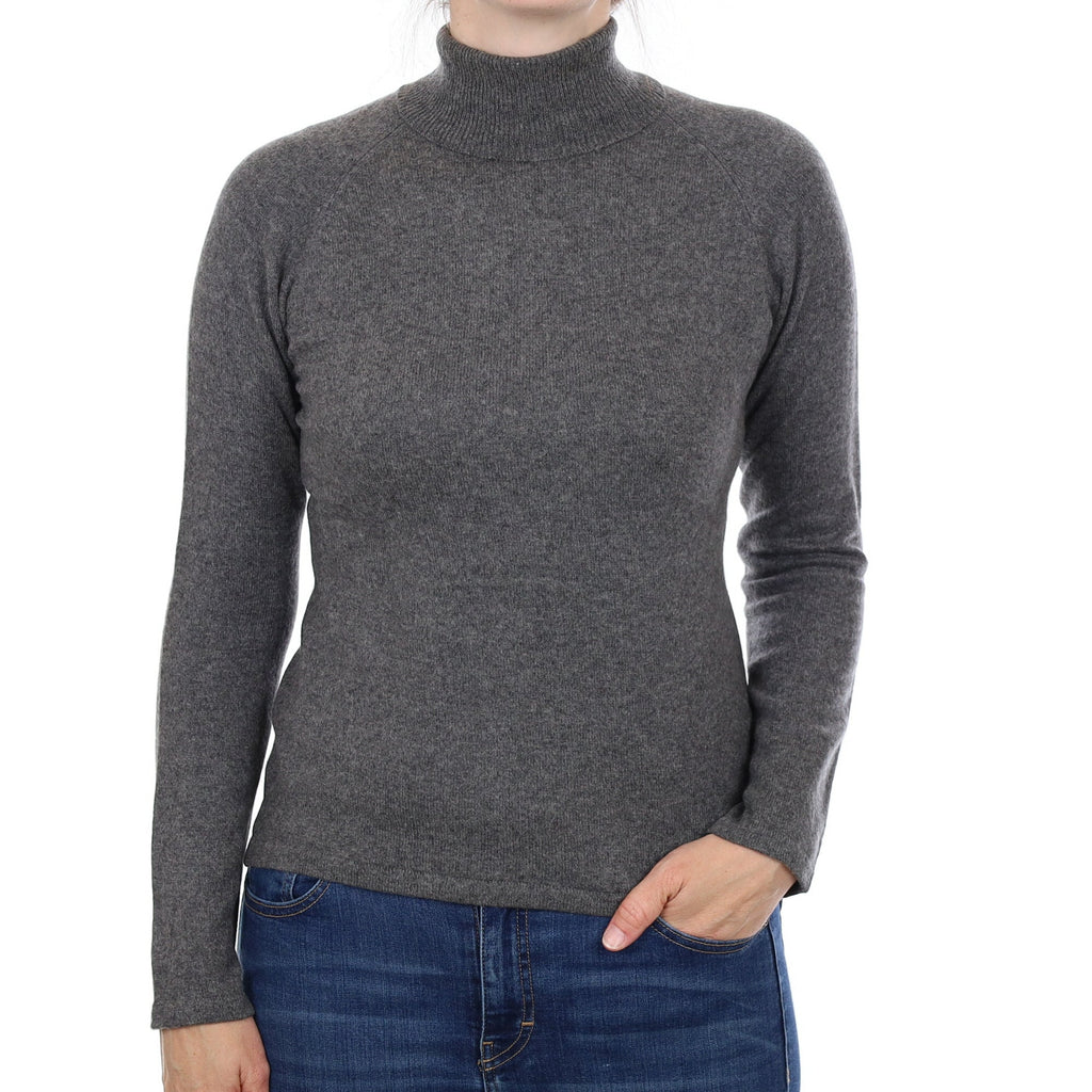 Slate Grey Cashmere Polo Neck Jumper Small